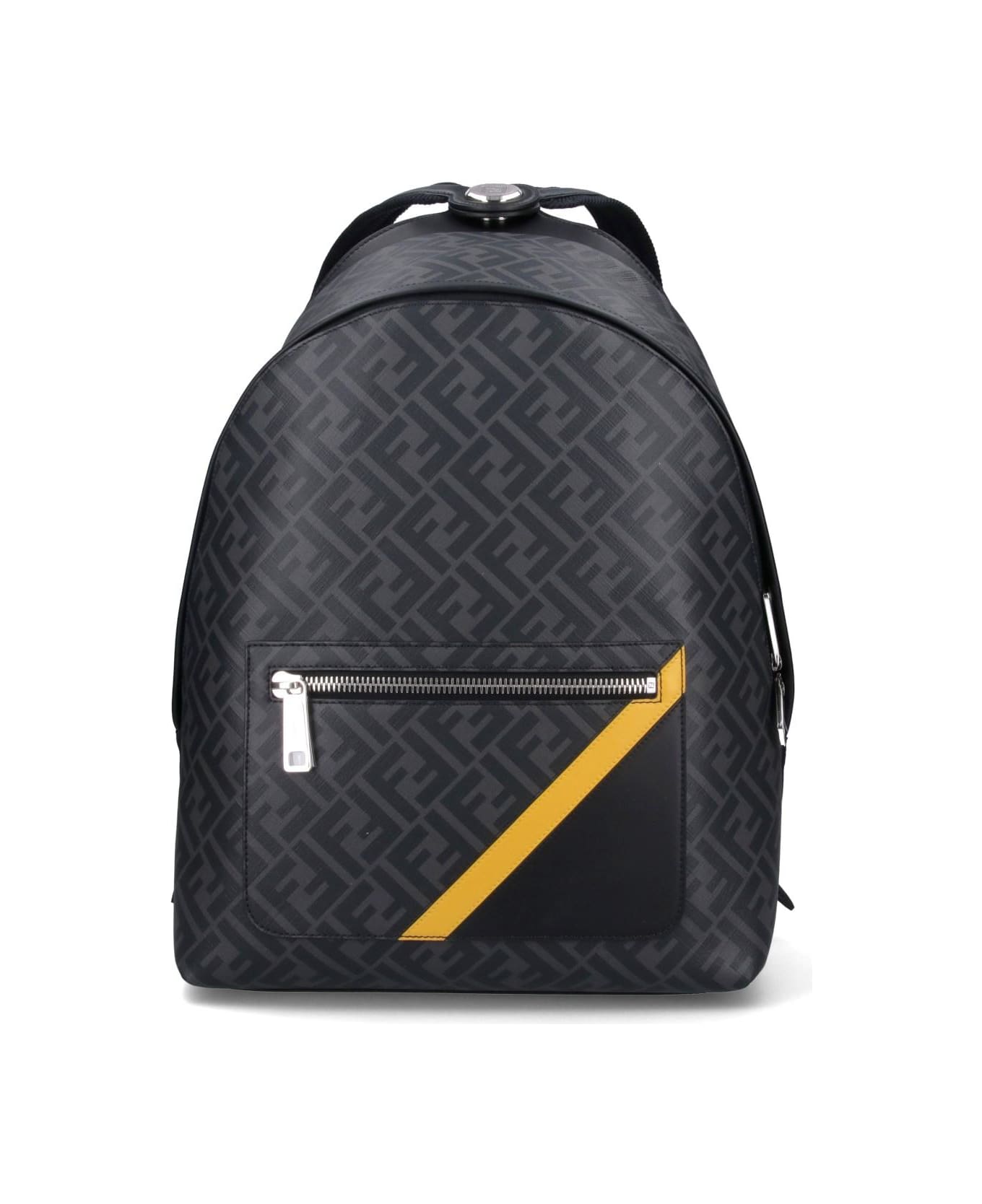 Fendi Medium Backpack With Nail Diagonal - Nero+sunflower+pall.