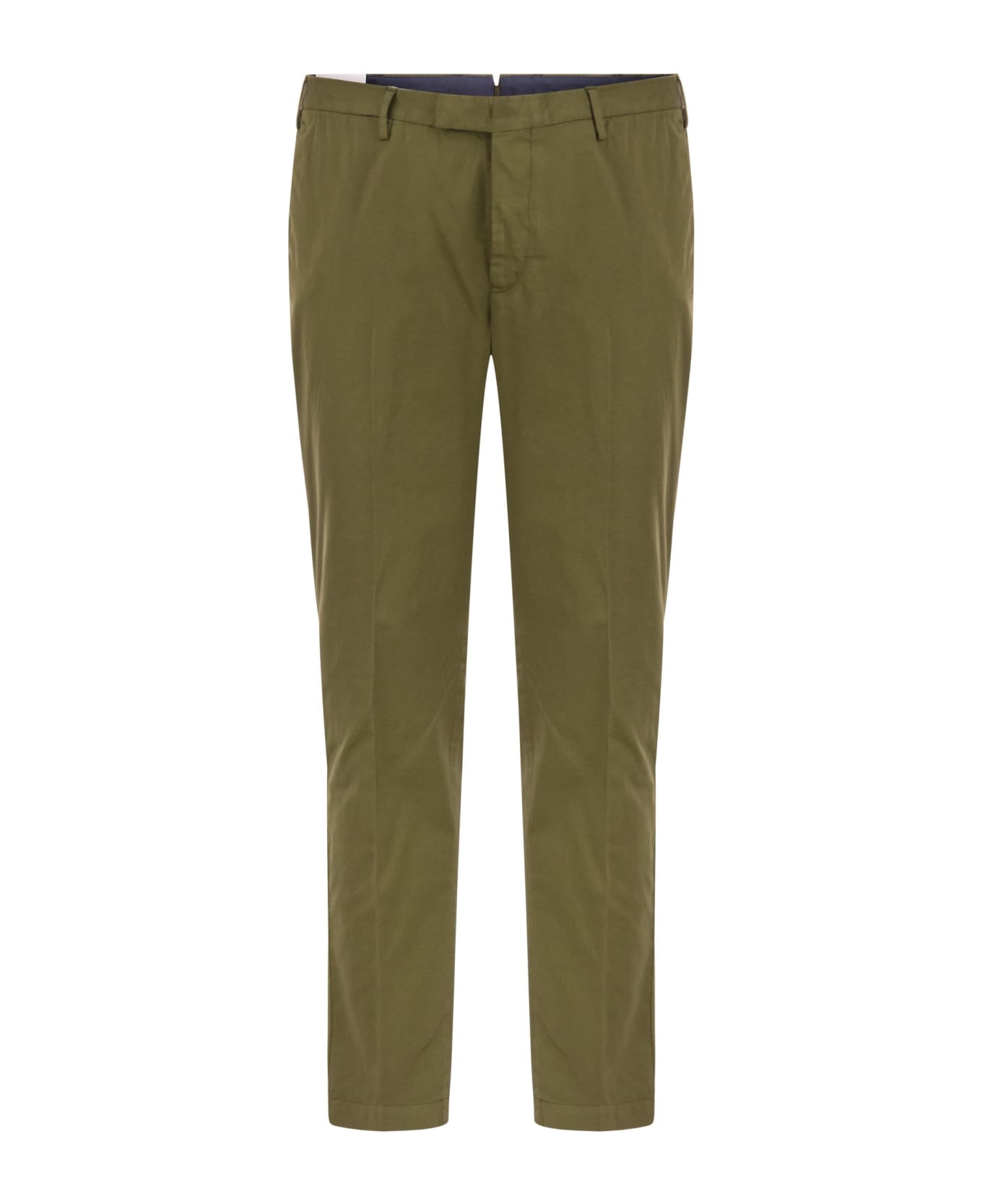 PT Torino Skinny Trousers In Cotton And Silk - Green ボトムス