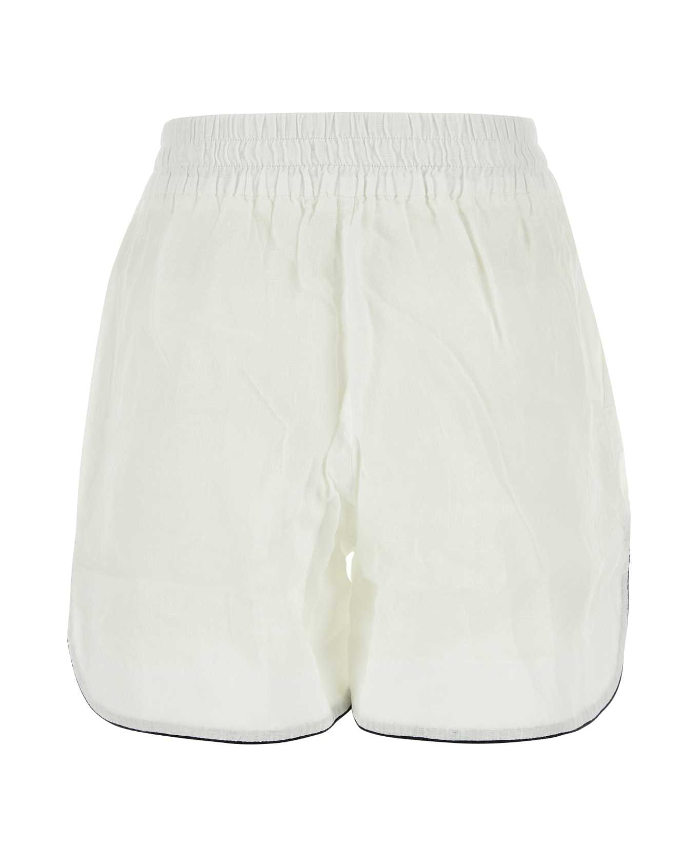 Palm Angels White Linen Shorts - OFF WHITE