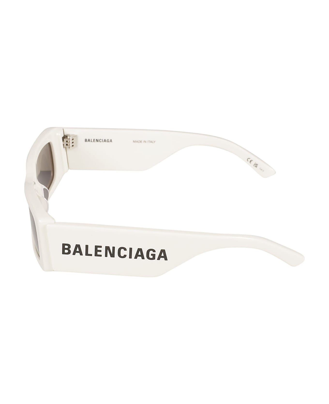 Balenciaga Eyewear Logo Sided Rectangular Frame Sunglasses - White/Grey