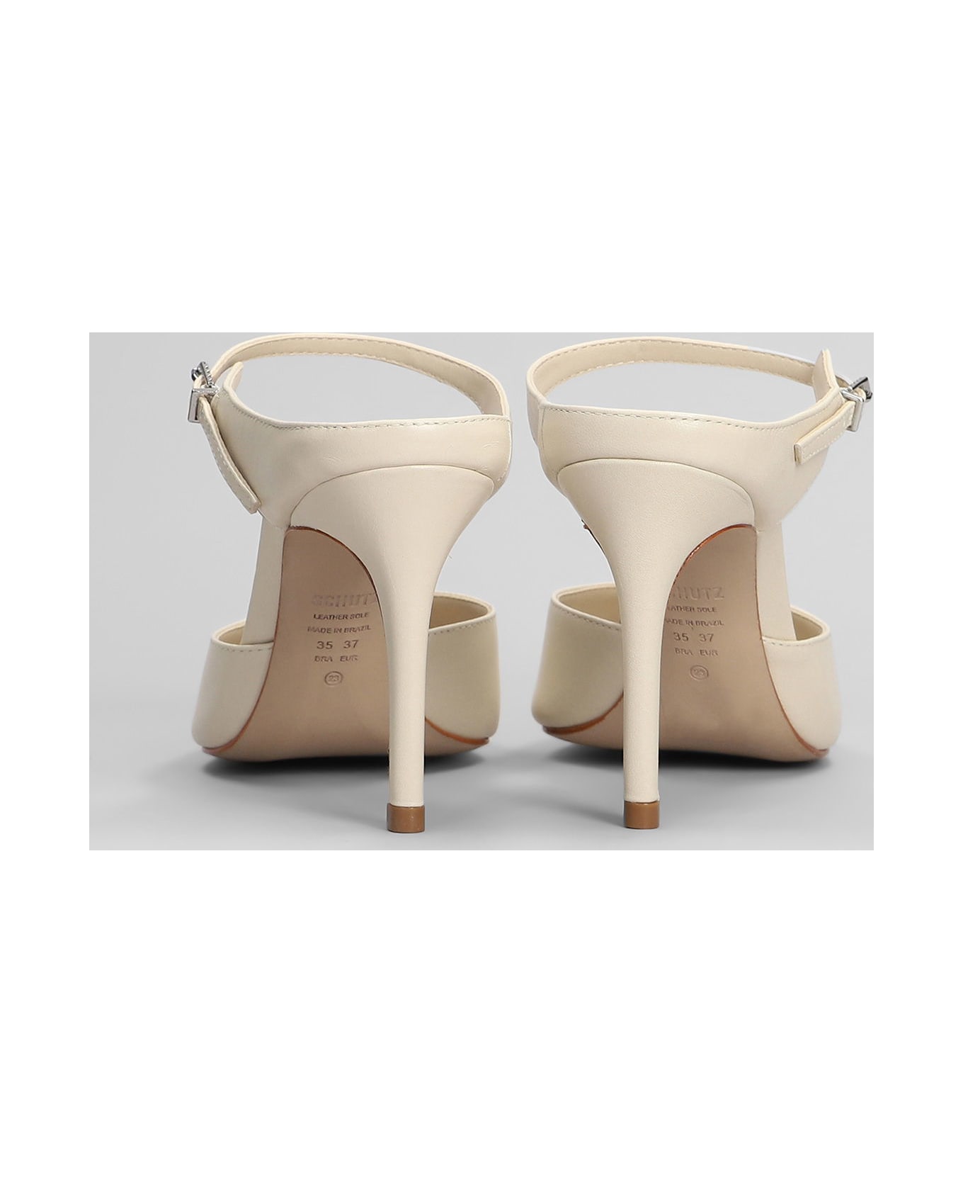 Schutz Laura Mule Slipper-mule In Beige Leather - beige