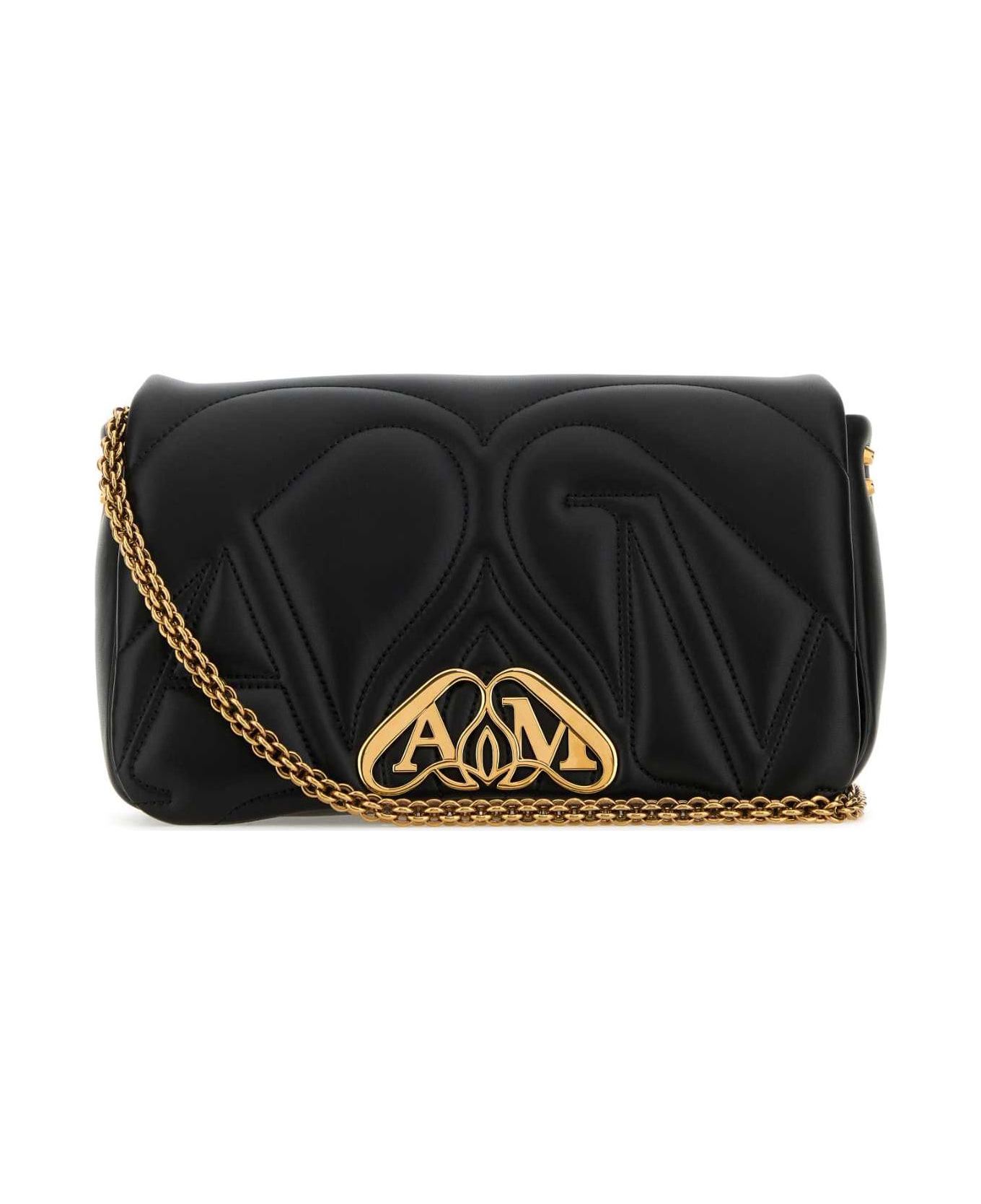 Alexander McQueen Black Leather Small Seal Shoulder Bag - Black