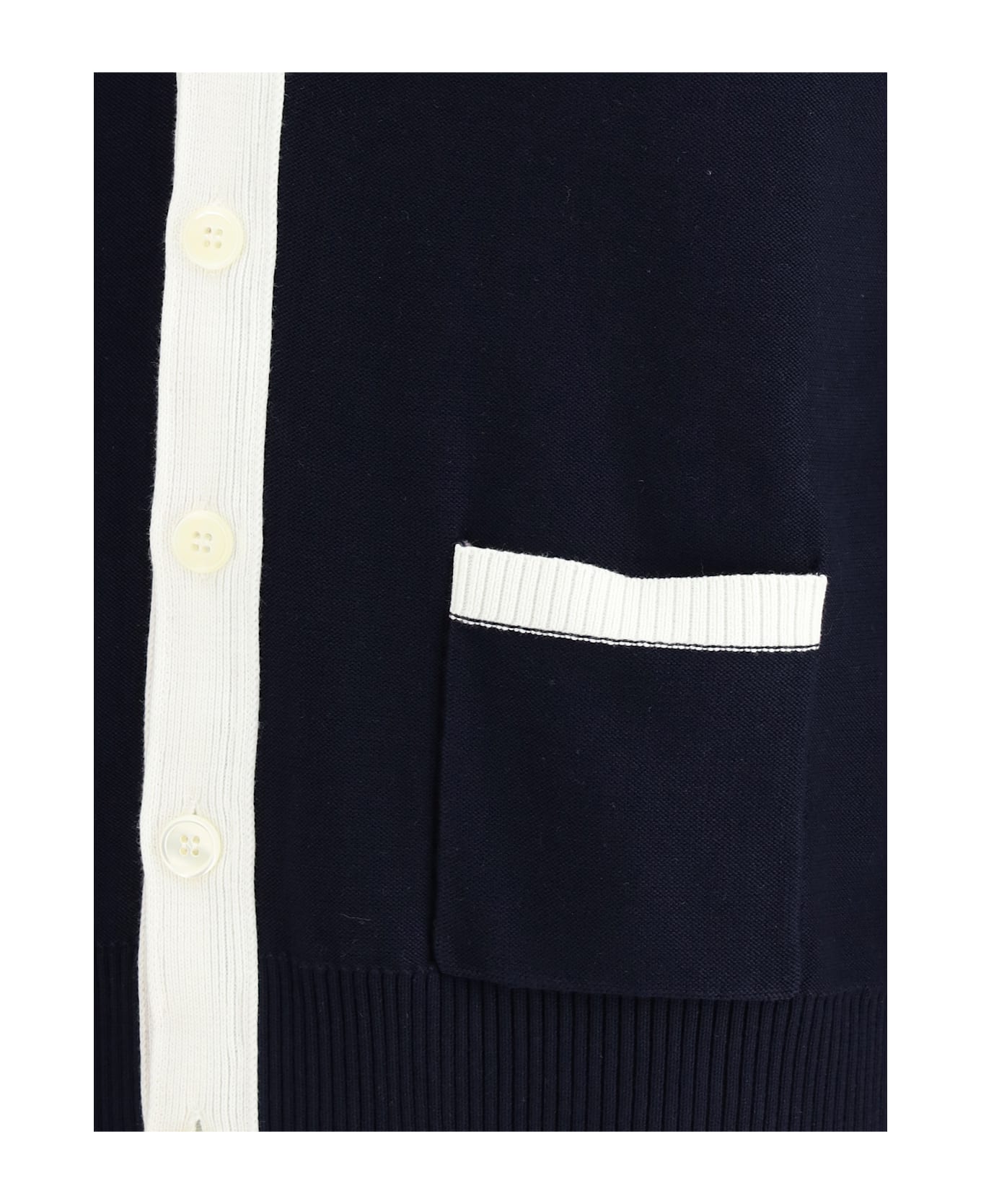 Thom Browne Cardigan With Iconic Stripes - Navy