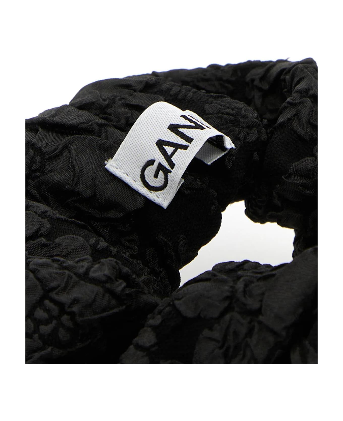 Ganni Black Polyester Blend Scrunchie - Nero