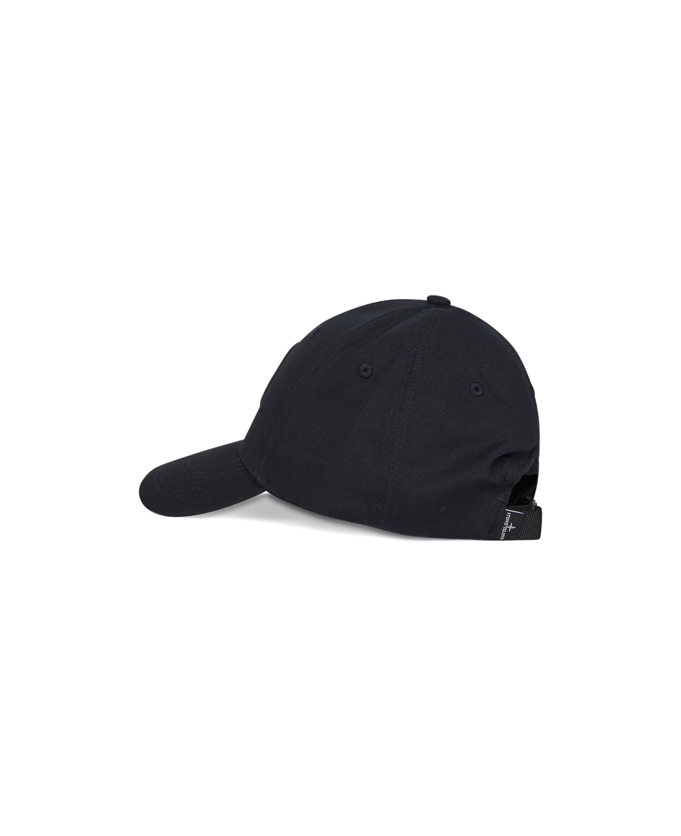 Stone Island Logo Cotton Baseball Cap - Black