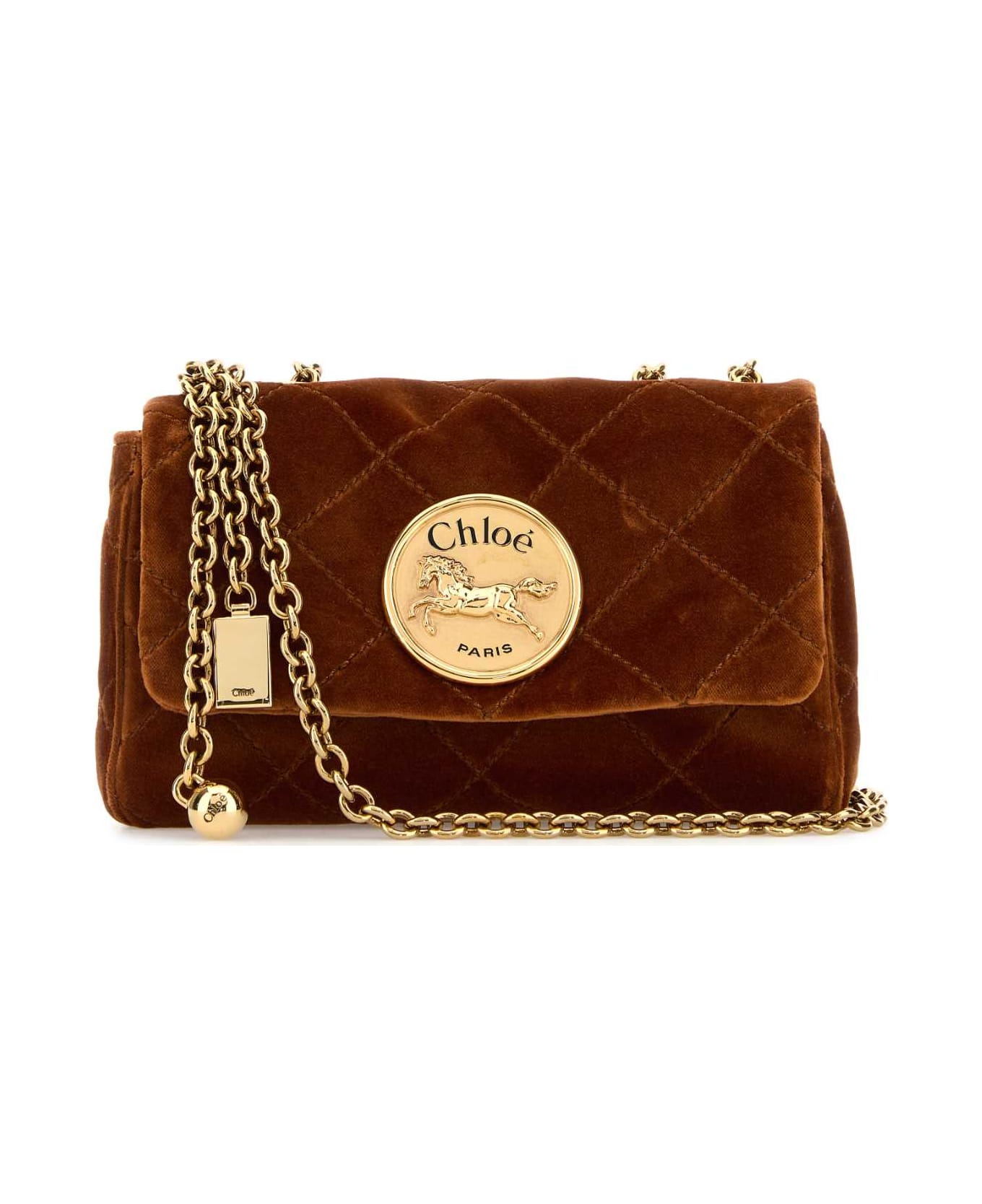 Chloé Caramel Velvet Small Chloã© Heritage Shoulder Bag - CLAYBROWN