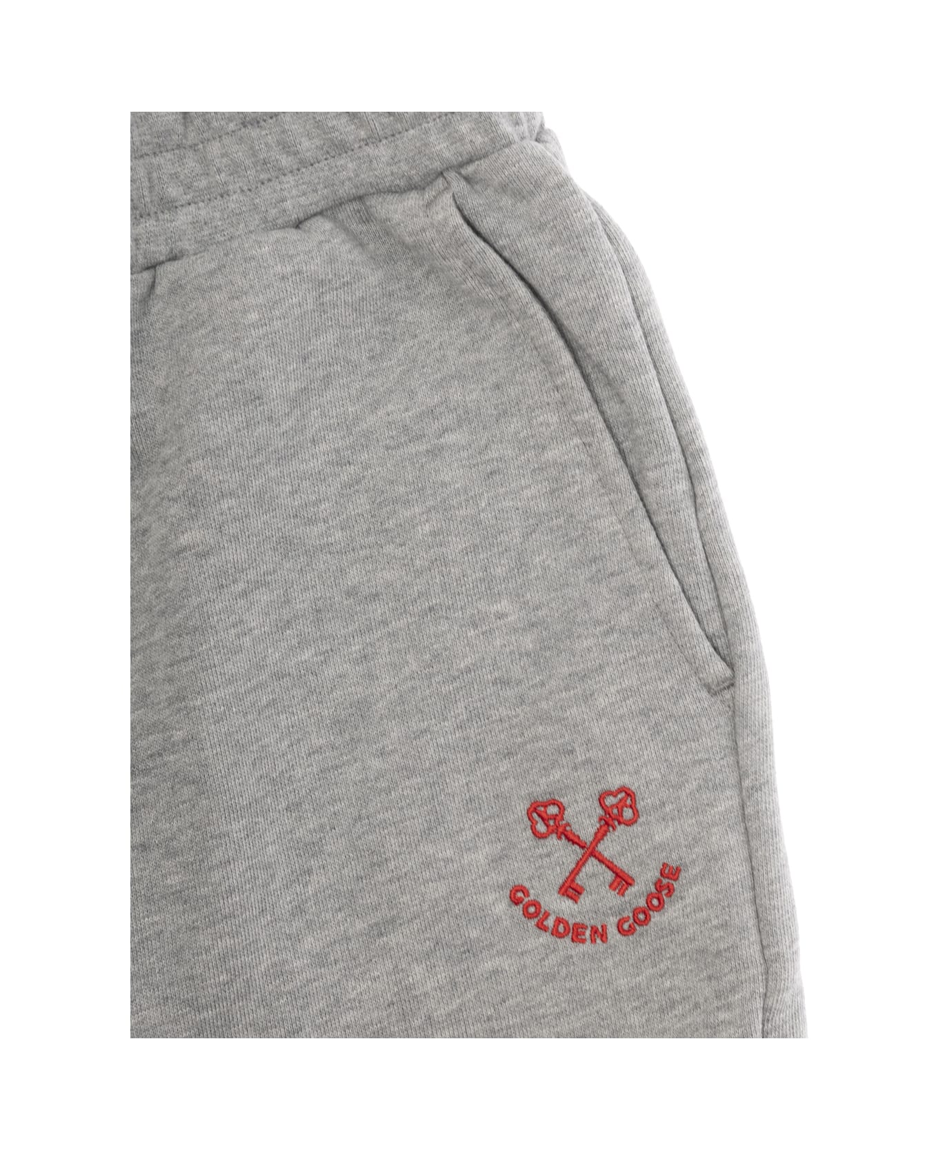 Golden Goose Grey Cargo Pants With Logo Lettering Detail On The Front In Cotton Boy - Grey ボトムス