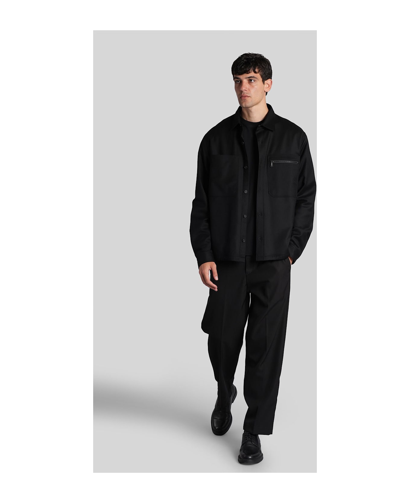 Zegna Casual Jacket In Black Wool - black