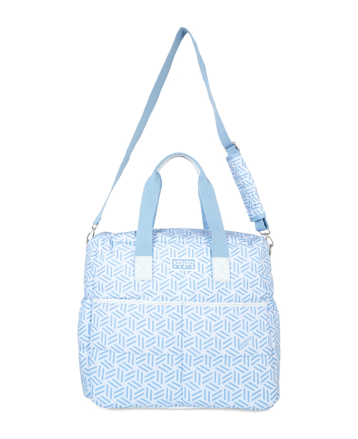 Kenzo Kids Blue Changing Bag For Baby Boy With Geometric Pattern - Blue