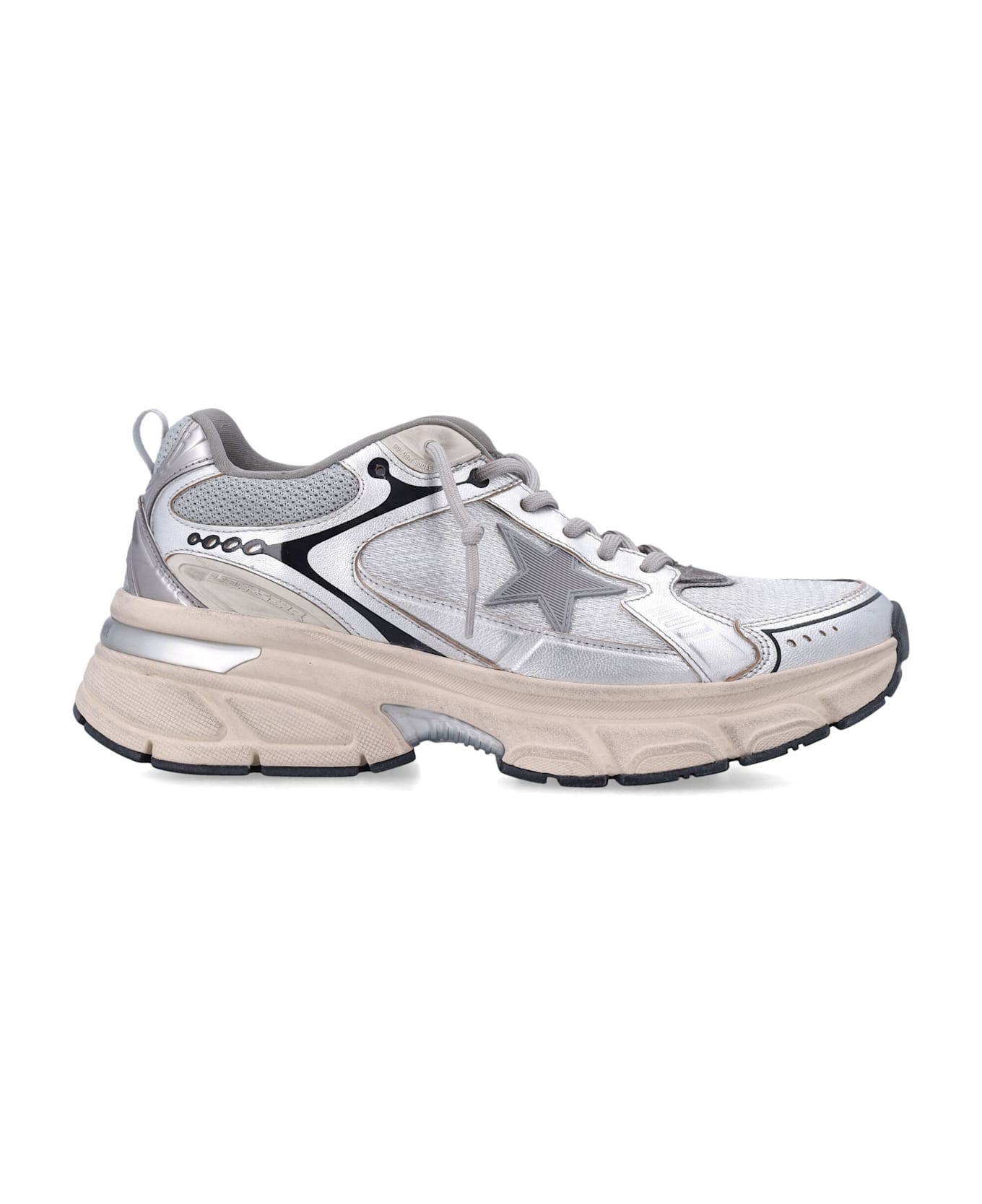 Golden Goose Lightstar Metallic Sneakers - GREY SILVER BLACK