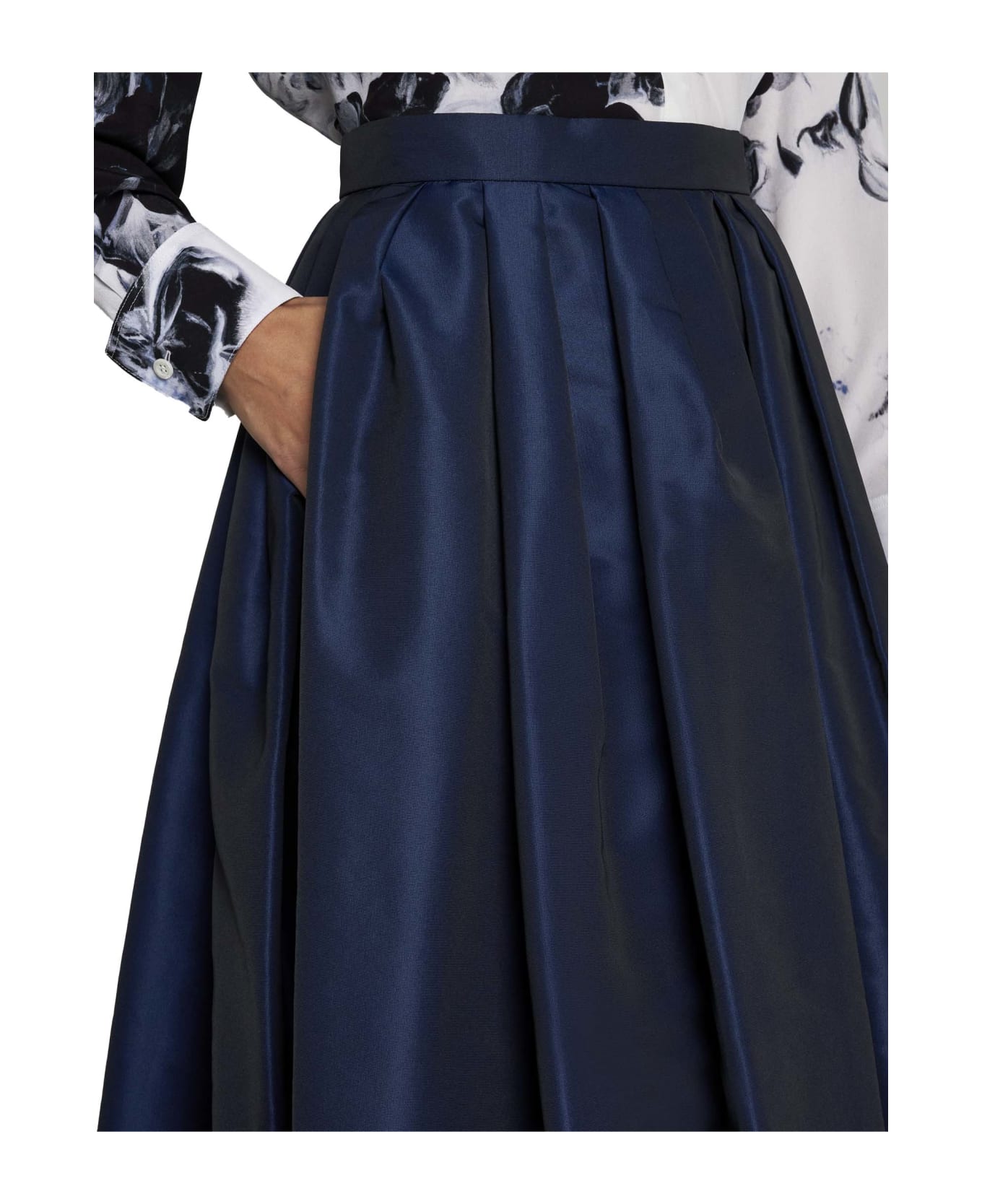 Alexander McQueen Pleated Midi Skirt - Electric navy