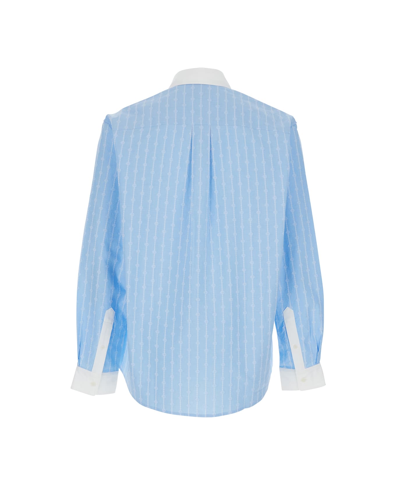 Casablanca 
laurel
 Light Blue Shirt With Pointed Collar And All-over Logo Print In Cotton Man - Light blue
