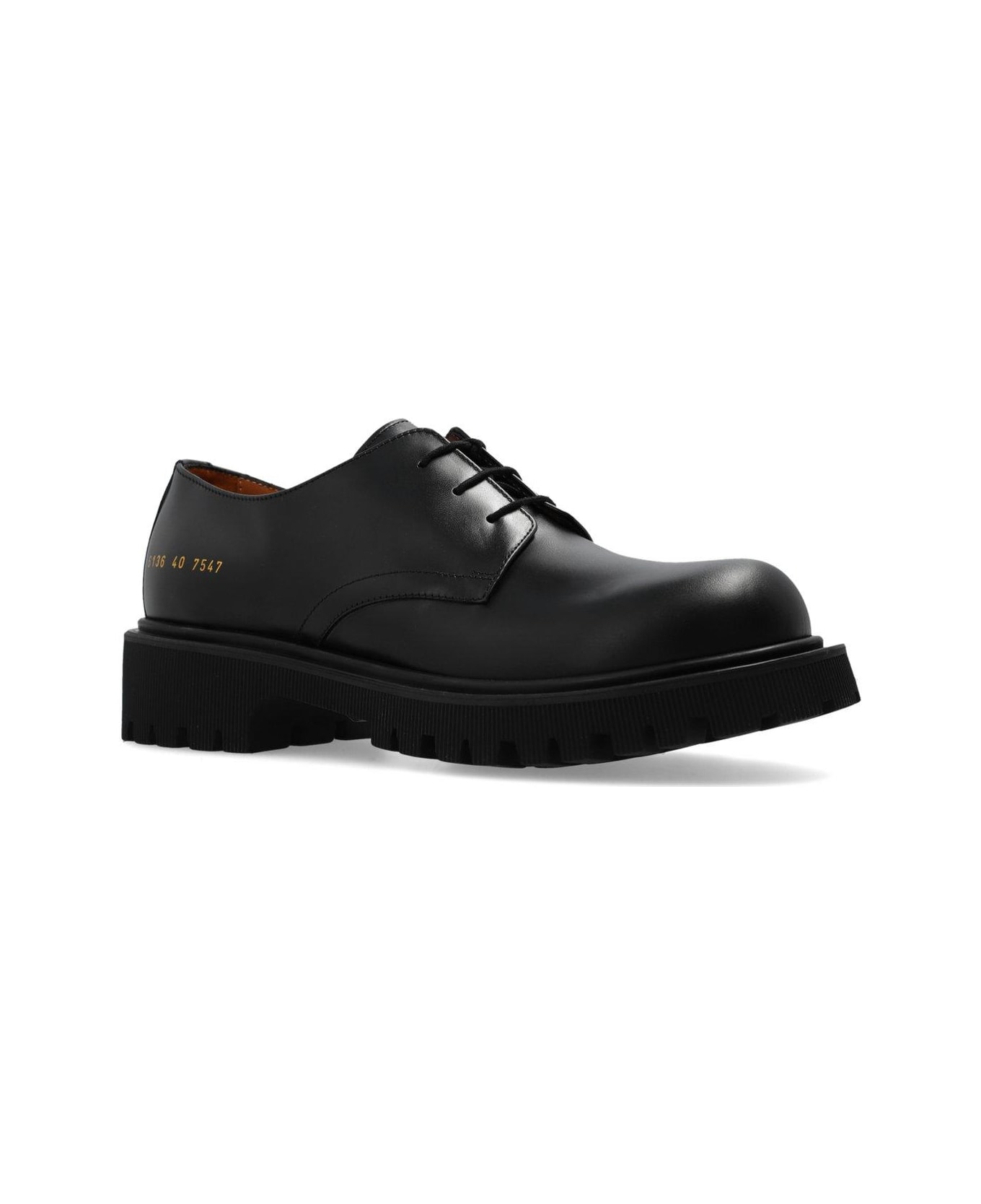 Common Projects Logo Printed Derby Shoes - BLACK フラットシューズ