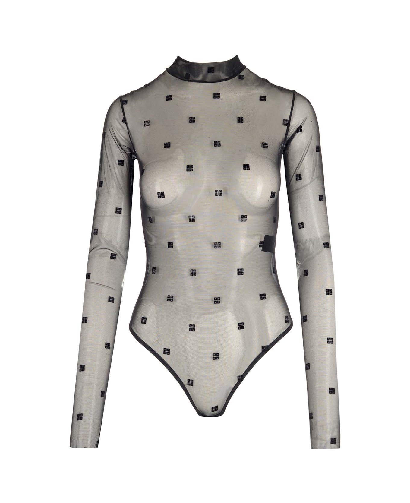 Givenchy Transparent Bodysuit '$g' Motif - Black
