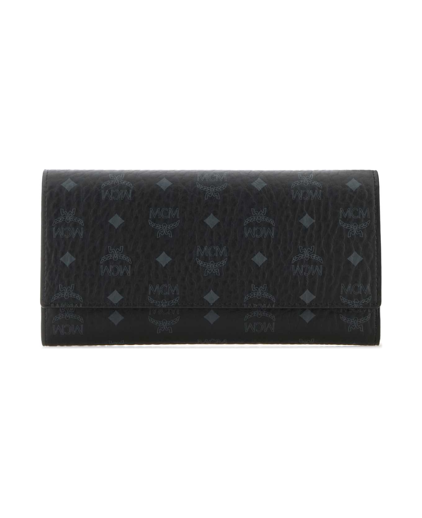 MCM Printed Canvas Wallet - BLACK