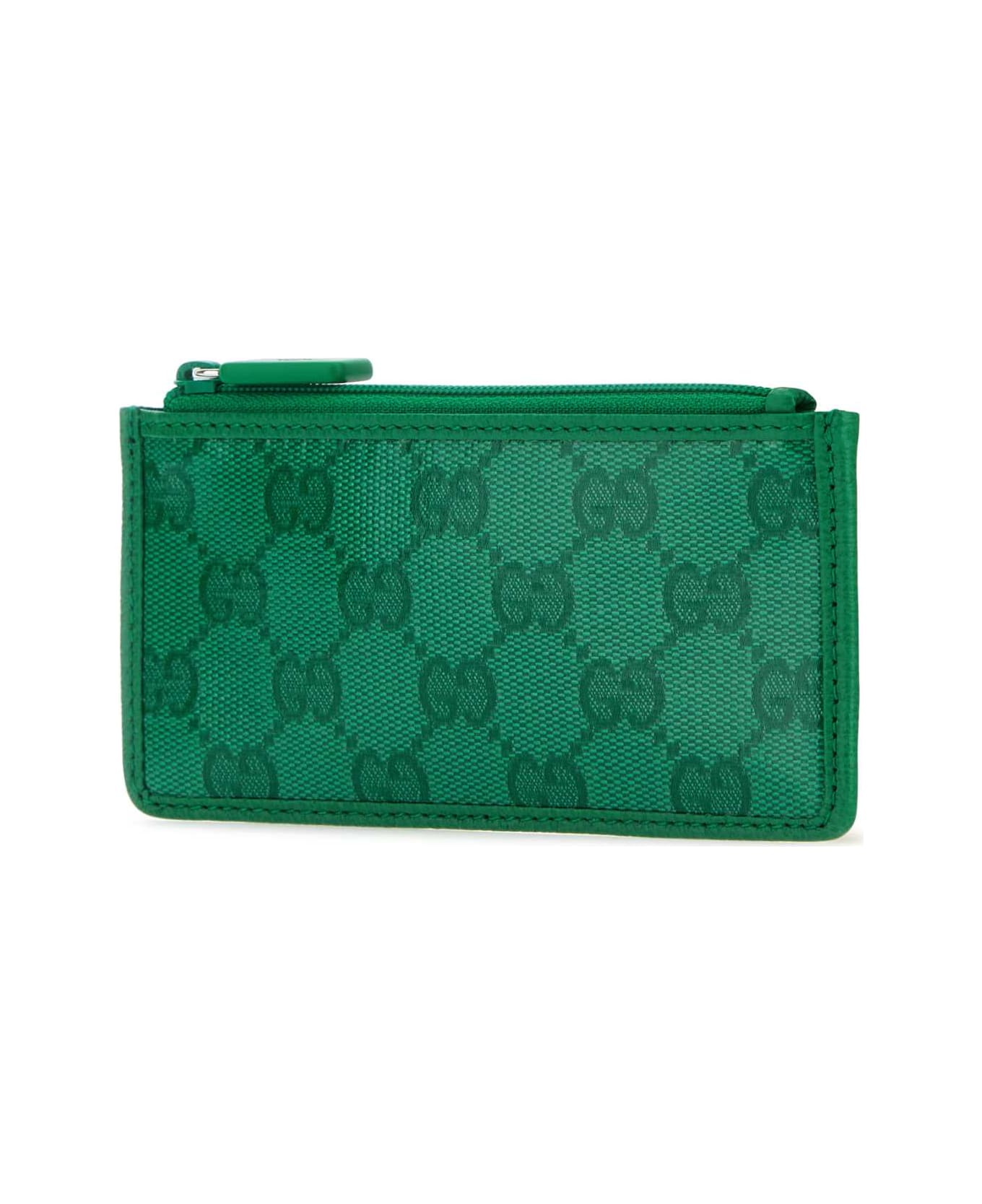 Gucci Grass Green Gg Crystal Fabric Card Holder - GREEN