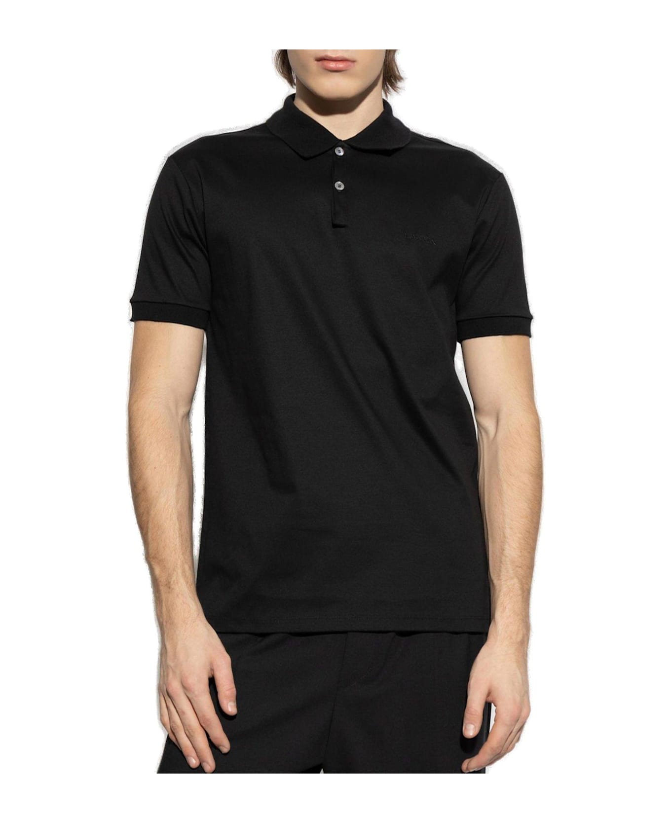Lanvin Logo Embroidered Polo Shirt - Black