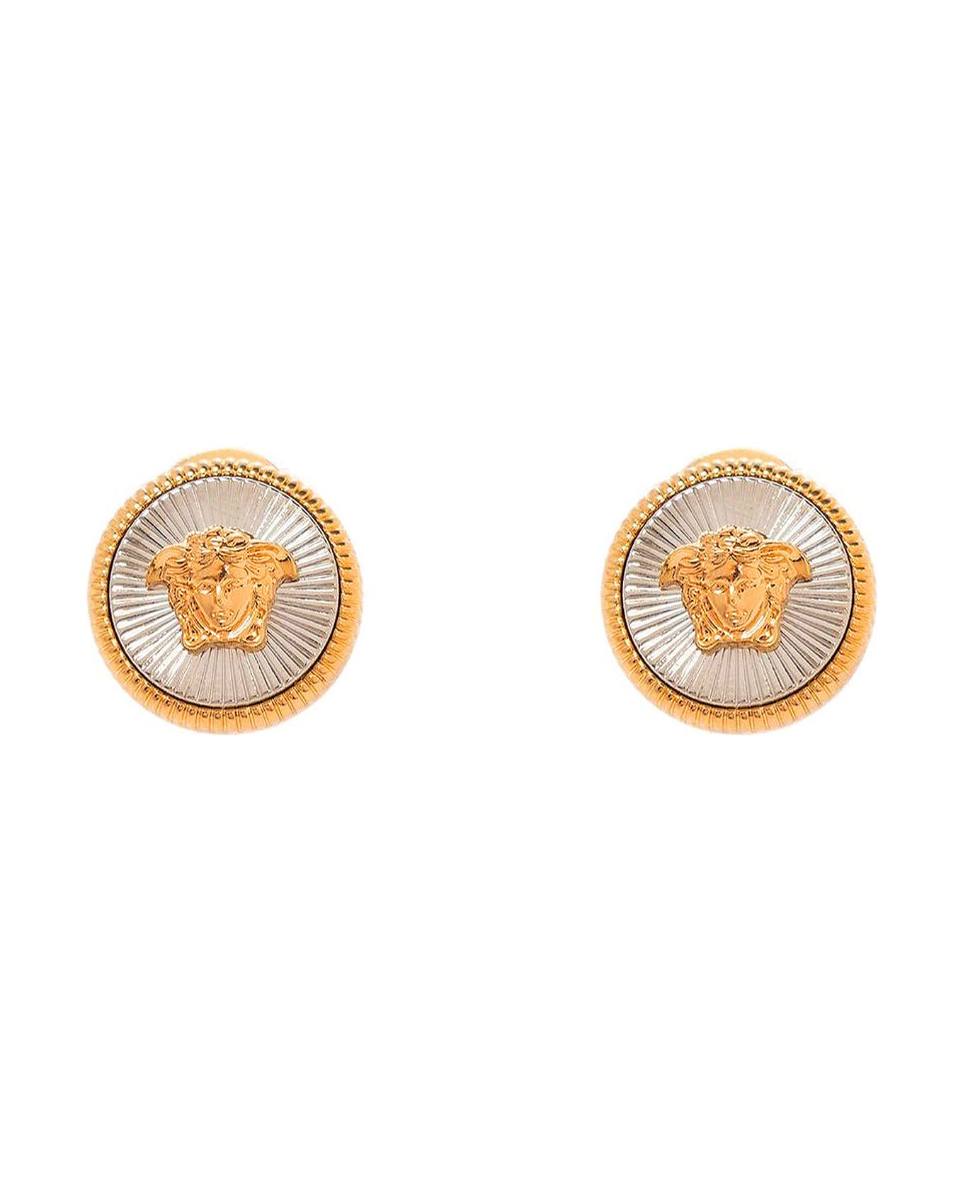 Versace Silver And Gold Earrings With Medusa Detail In Metal Woman - Gold
