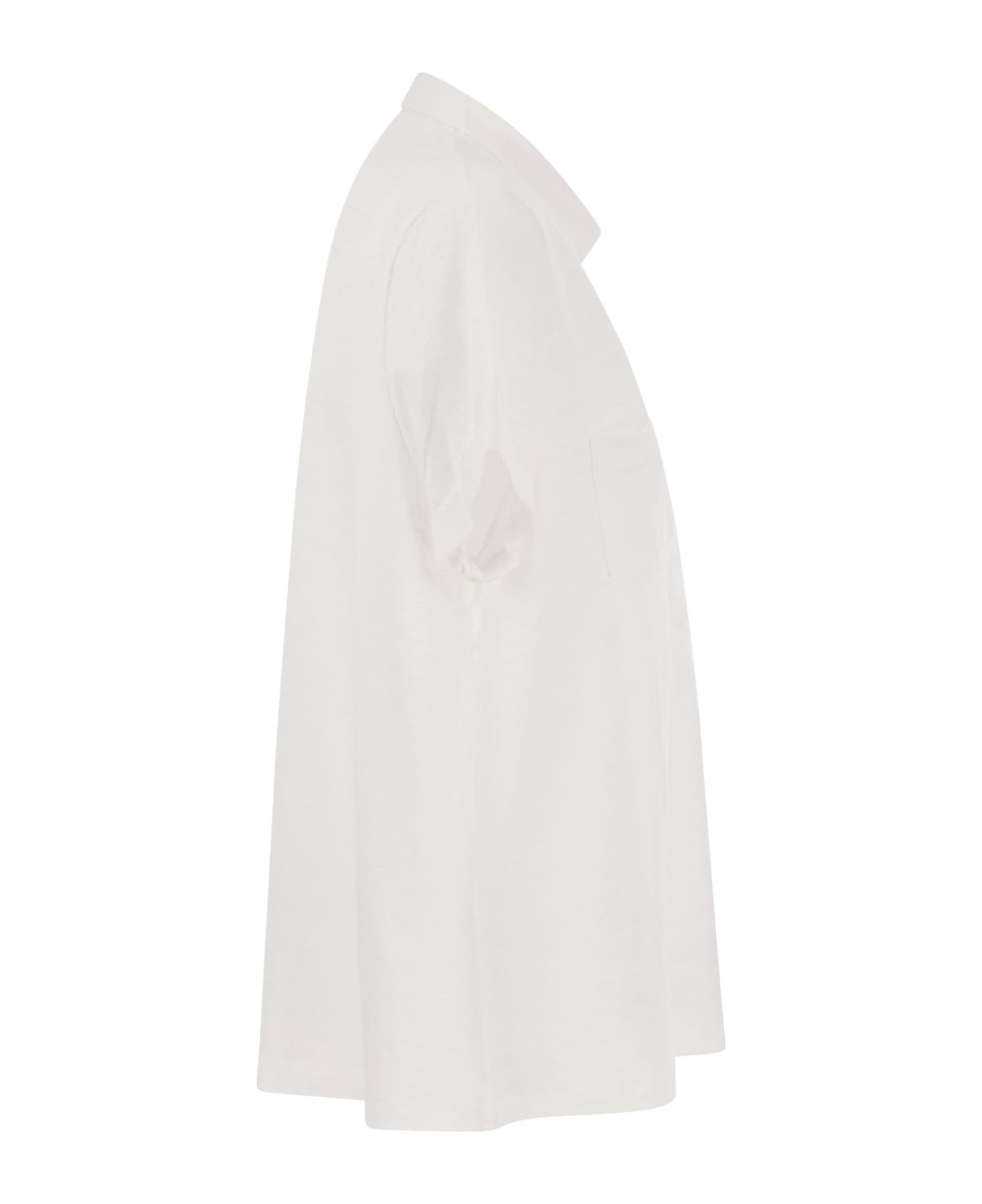 Majestic Filatures Short-sleeved Linen Polo Shirt - White
