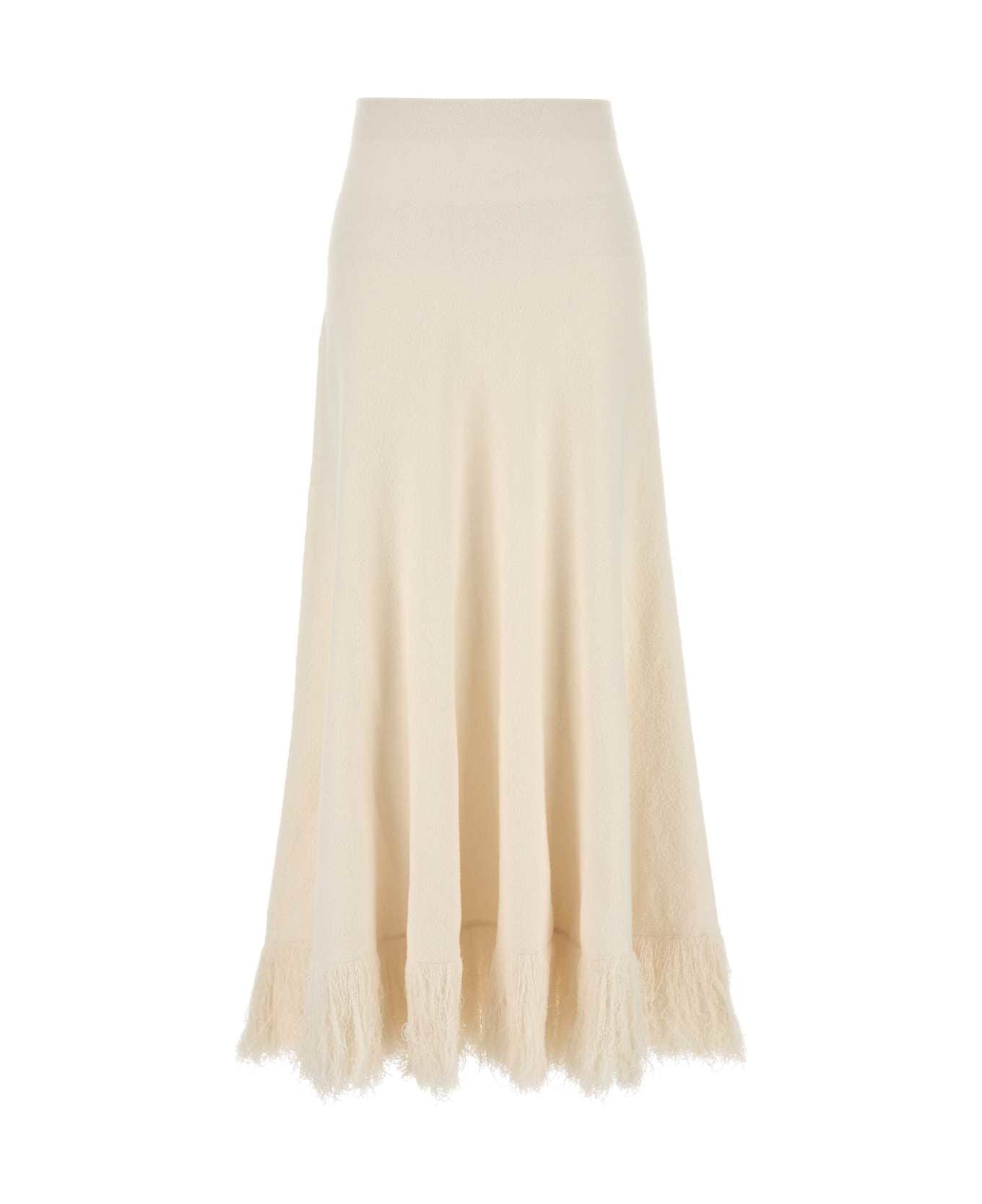 Bottega Veneta Ivory Bouclã© Skirt - WHITE