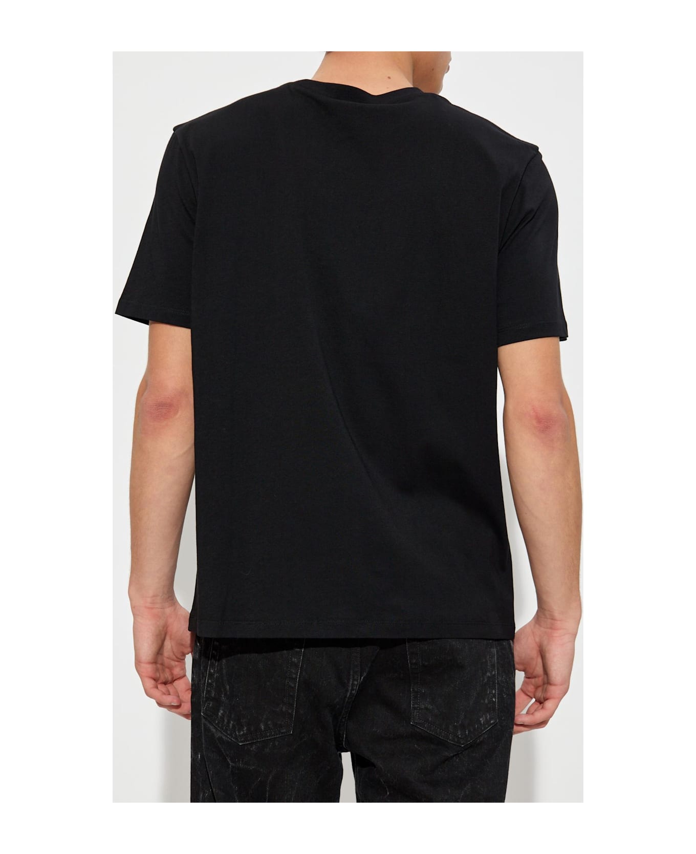 Balmain T-shirt With A Logo And Velvet Finish - BLACK