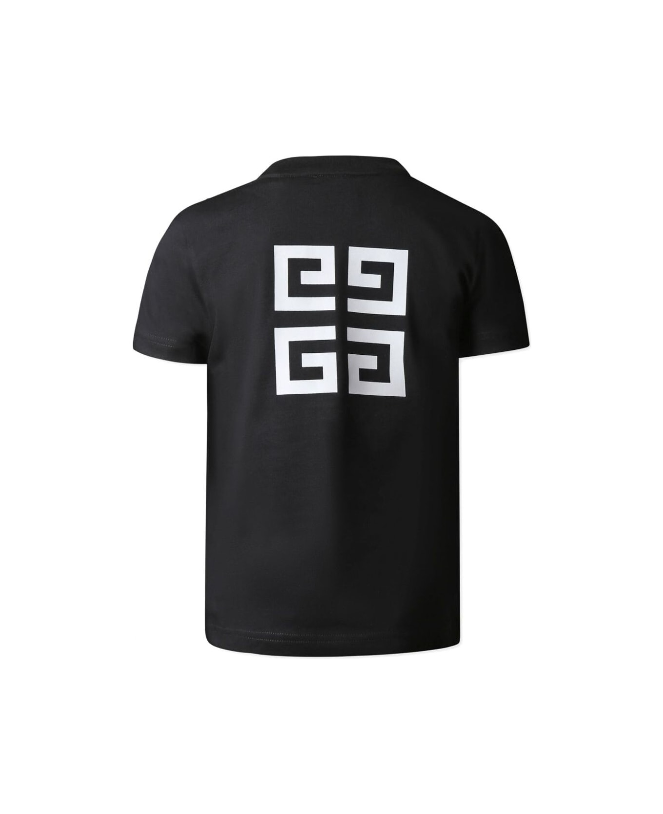 Givenchy Black Crewneck T-shirt With Logo Lettering On The Front And Maxi 4g Logo On The Rear In Cotton Boy - Black