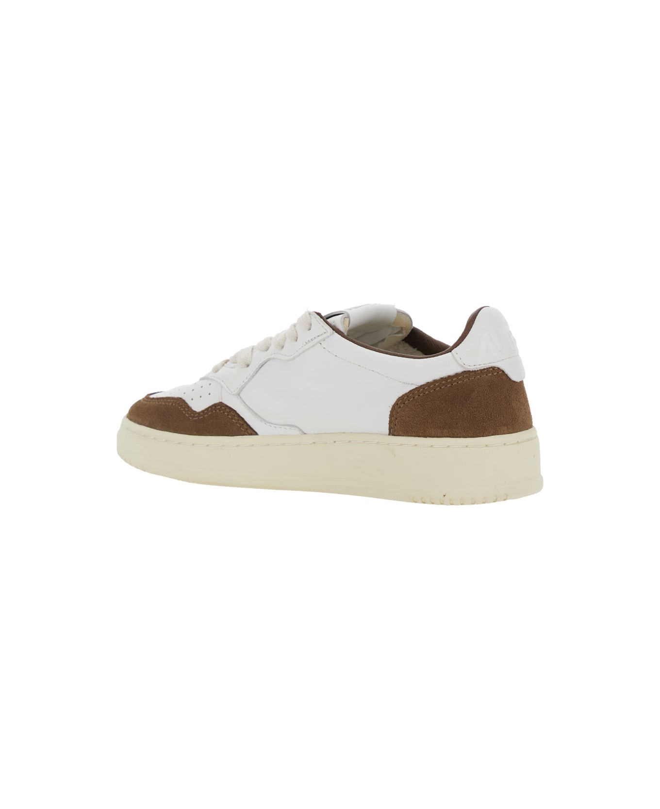 Autry 'medalist' White Low Top Sneakers With Logo Detail In Leather And Suede Woman - White