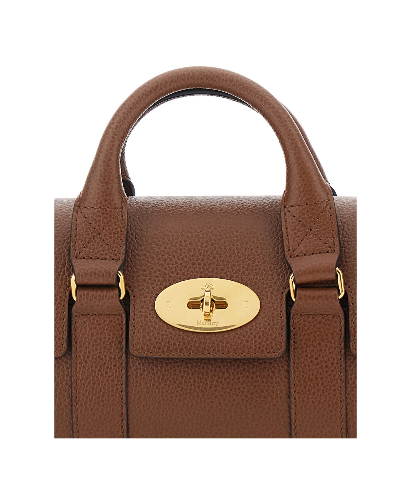 Mulberry 'bayswater Mini' Brown Handbag With Twist Lock In Hammered Leather Woman - Brown