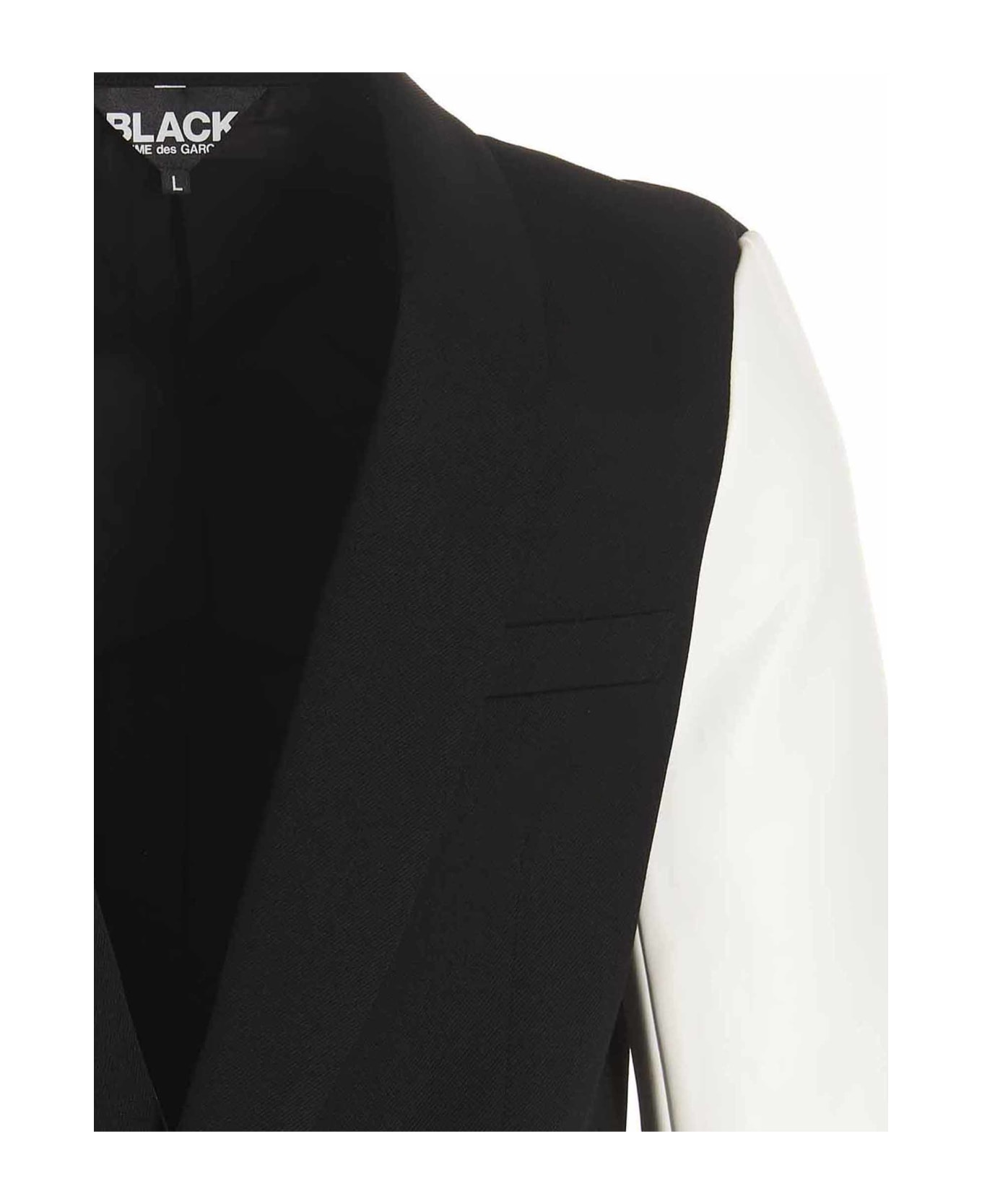 Black Comme des Garçons 'true Heart Strong Mind' Blazer Jacket - White/Black