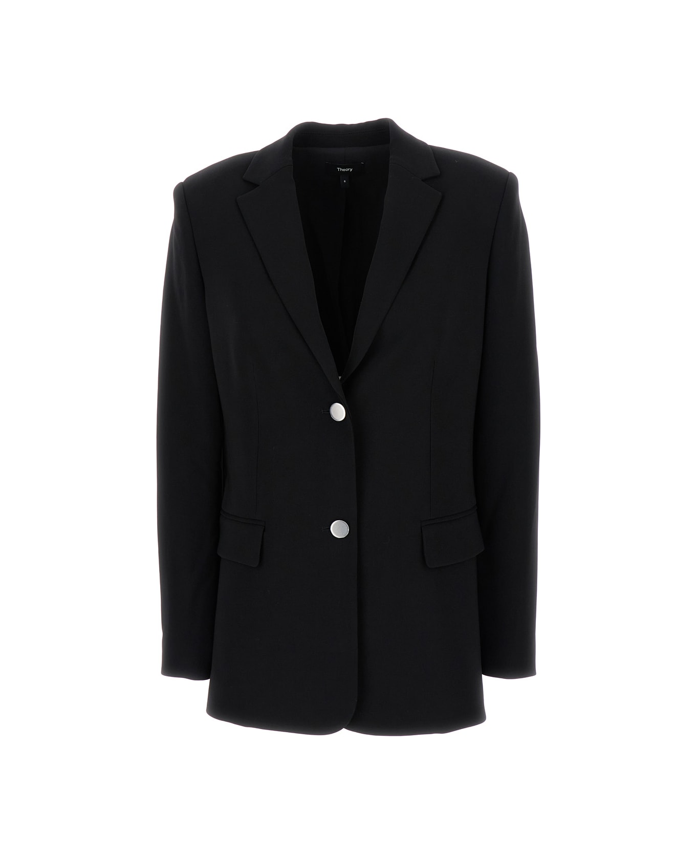 Theory Black Single-breasted Blazer With Classic Lapels In Technical Fabric Woman - Black ブレザー