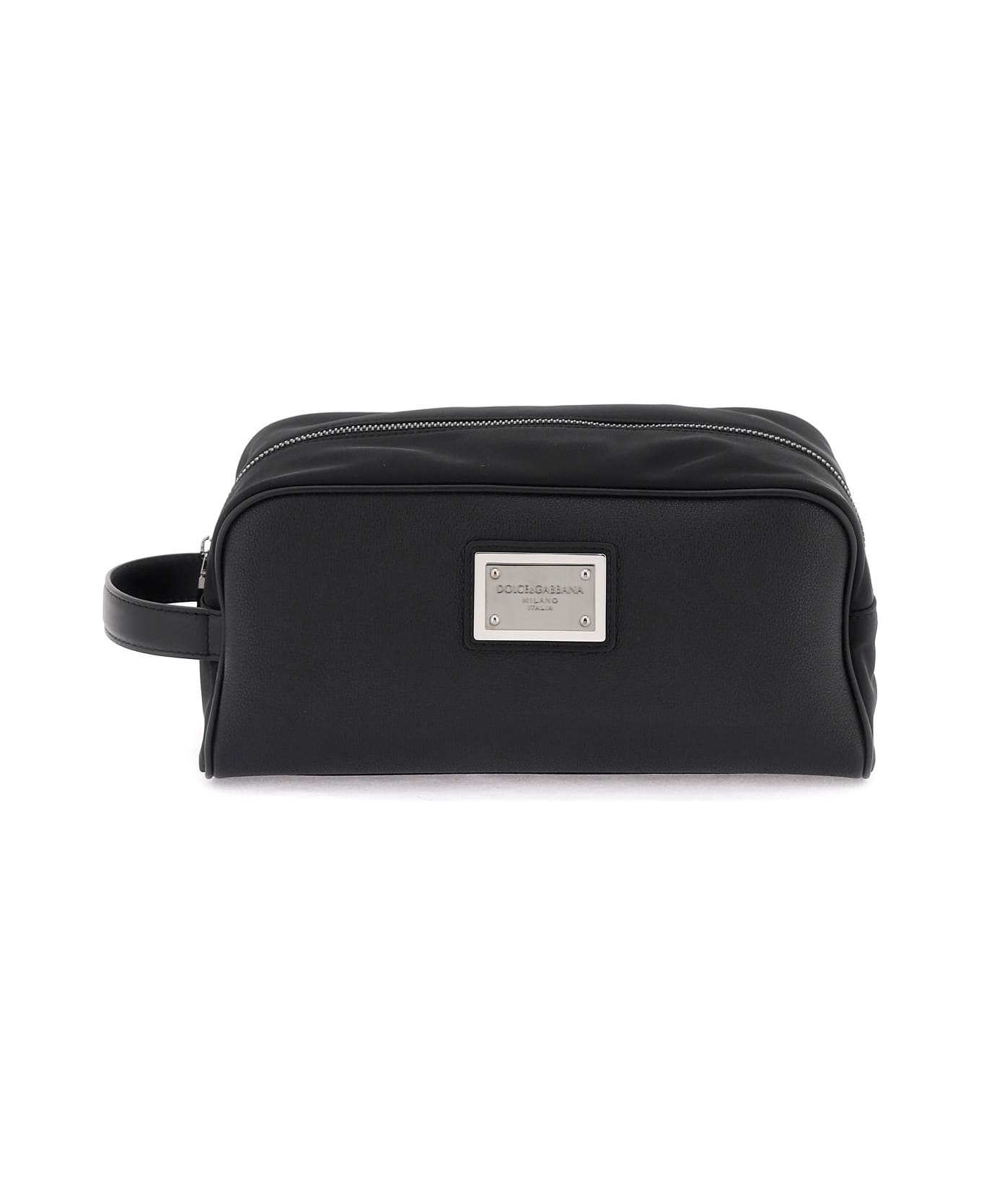 Dolce & Gabbana Leather And Nylon Vanity Case - black