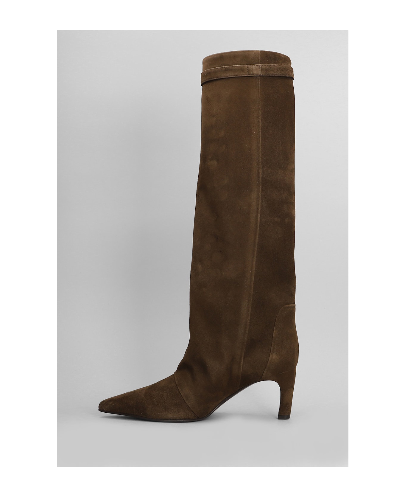 Lella Baldi High Heels Boots In Brown Suede - brown