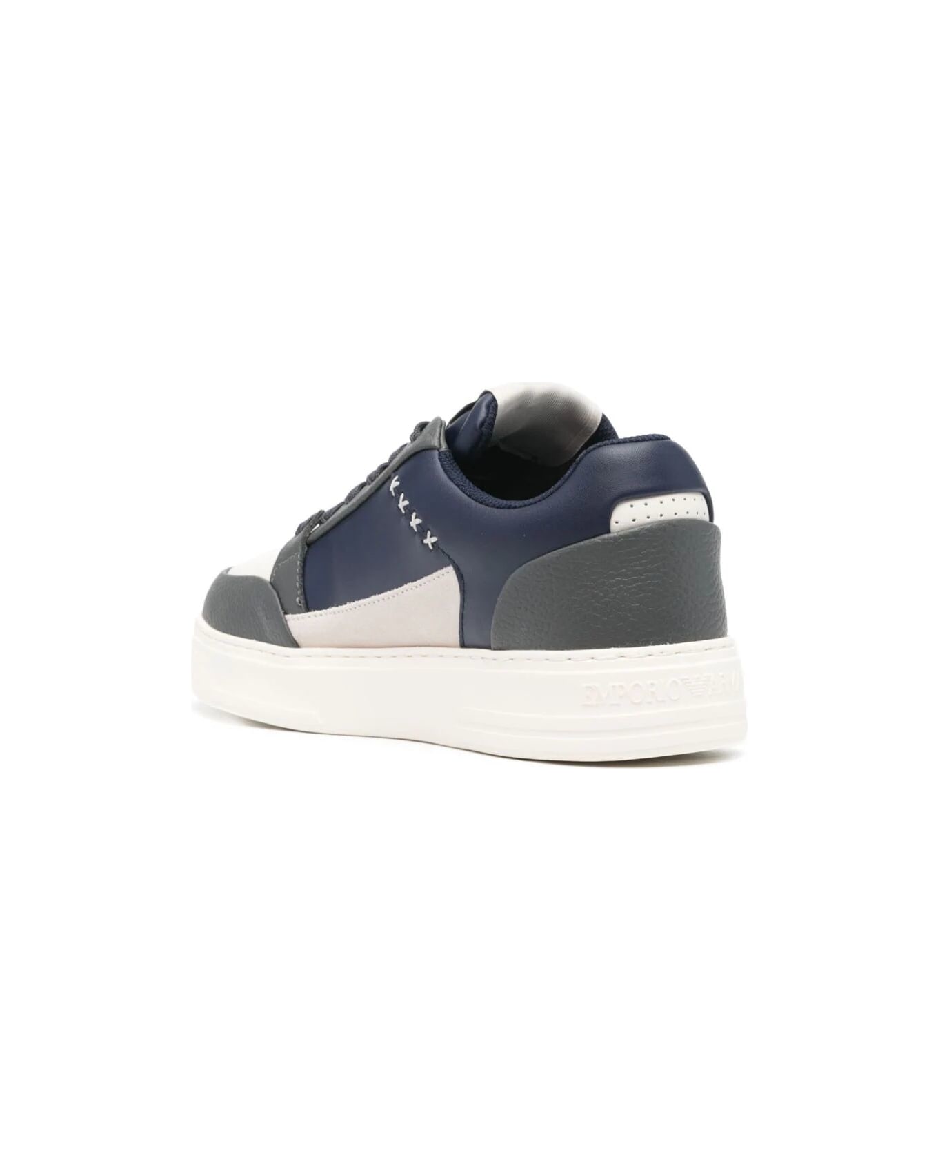 Emporio Armani Suede Sneaker - Grey Off White