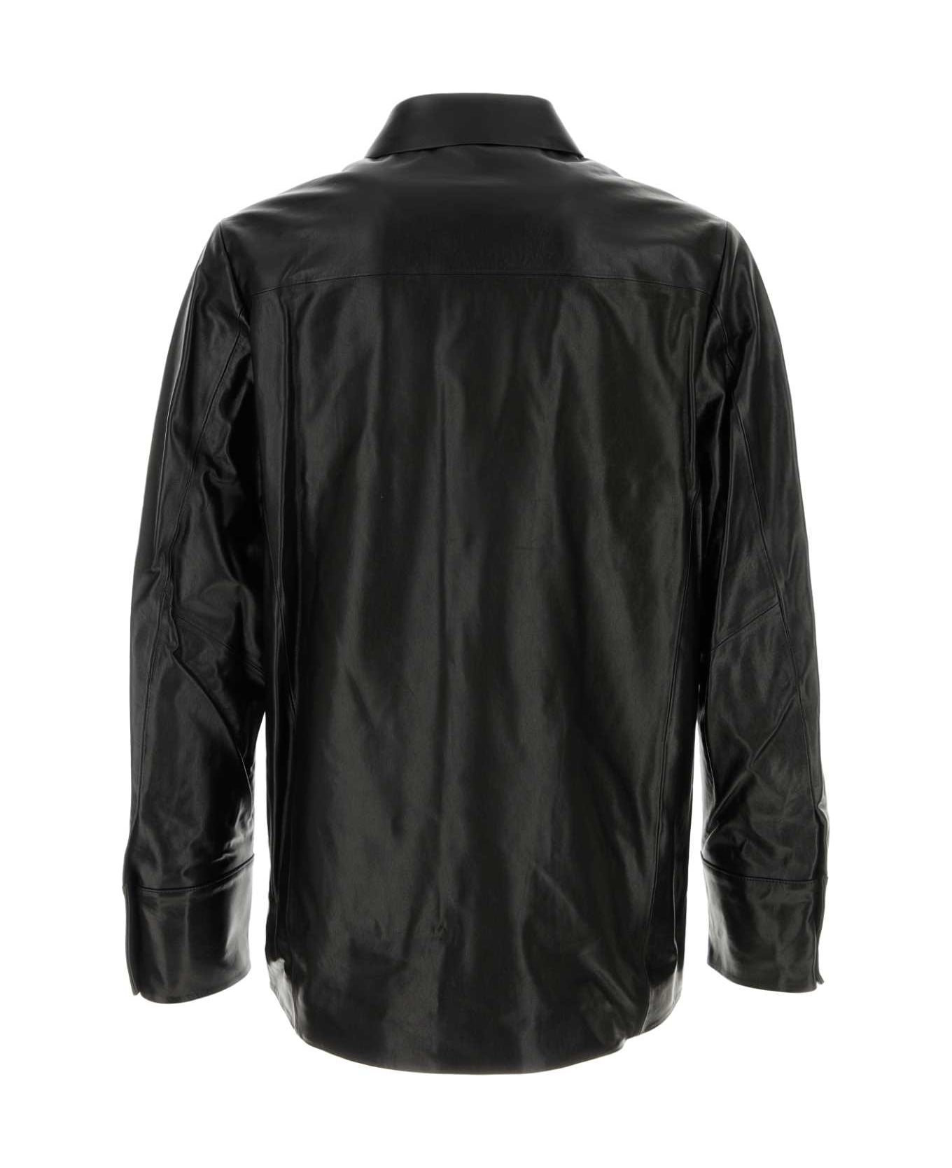 Entire Studios Black Leather Legacy Shirt - BLACK
