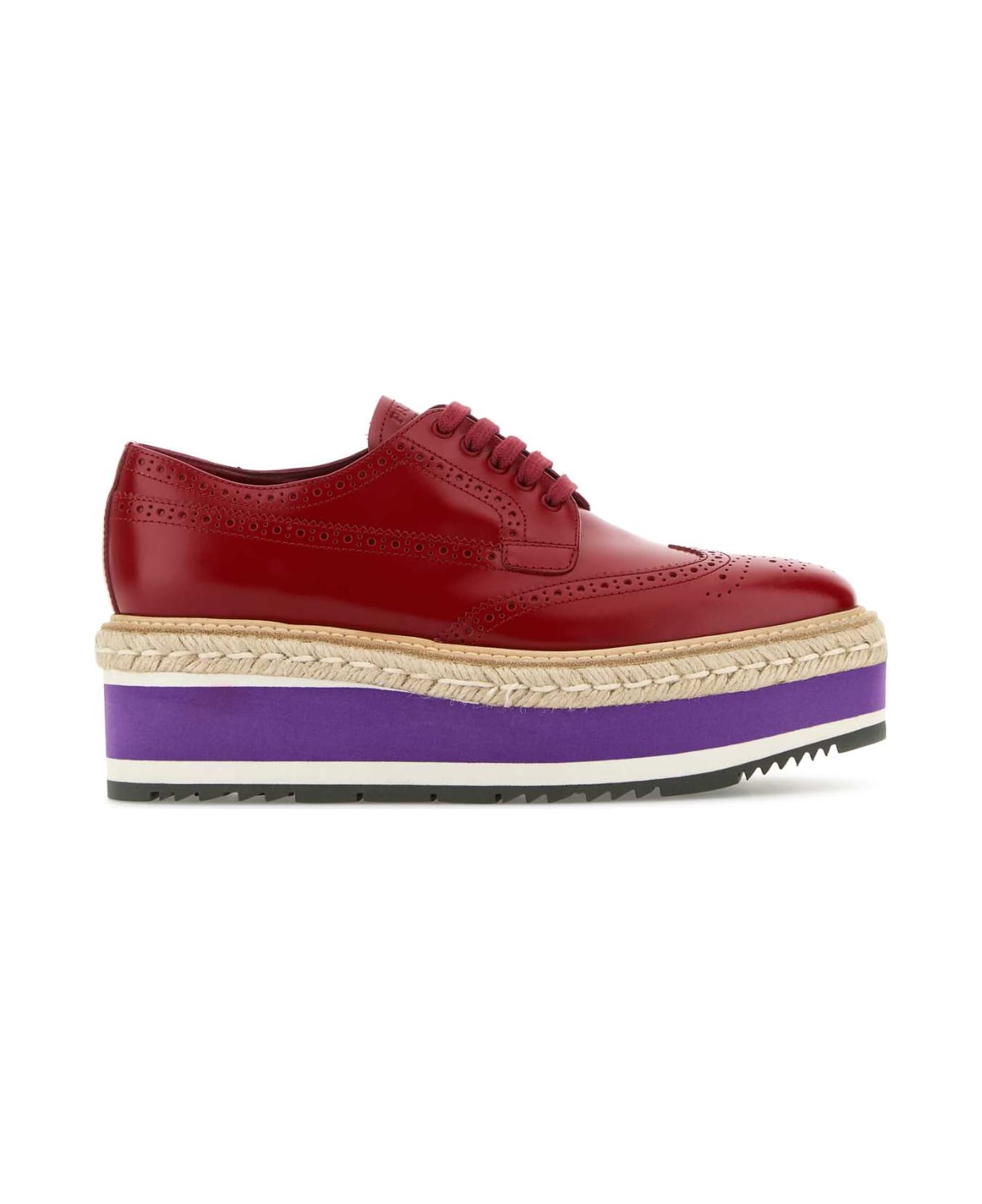 Prada Red Leather Lace-up Shoes - SCARLATTO