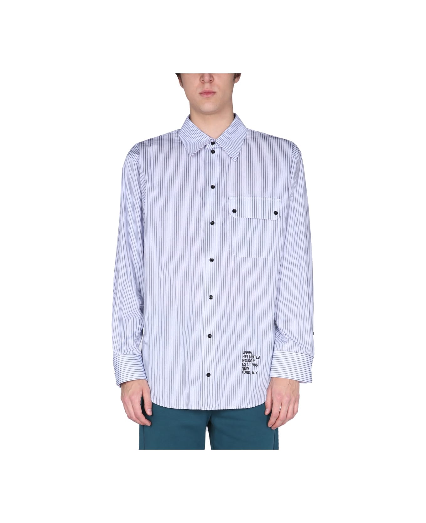 Helmut Lang "twin Stripe" Shirt - BLUE