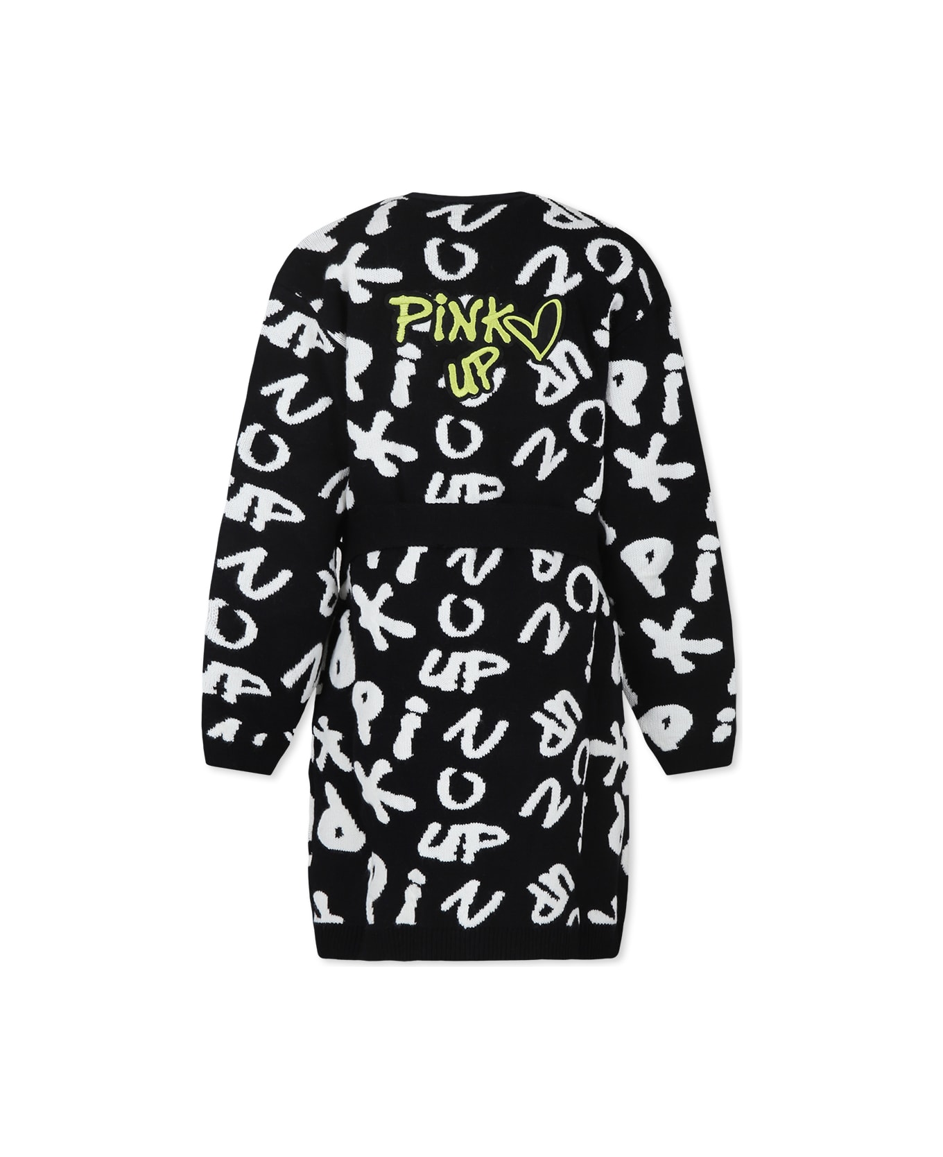 Pinko Black Cardigan For Girl With Logo - Black