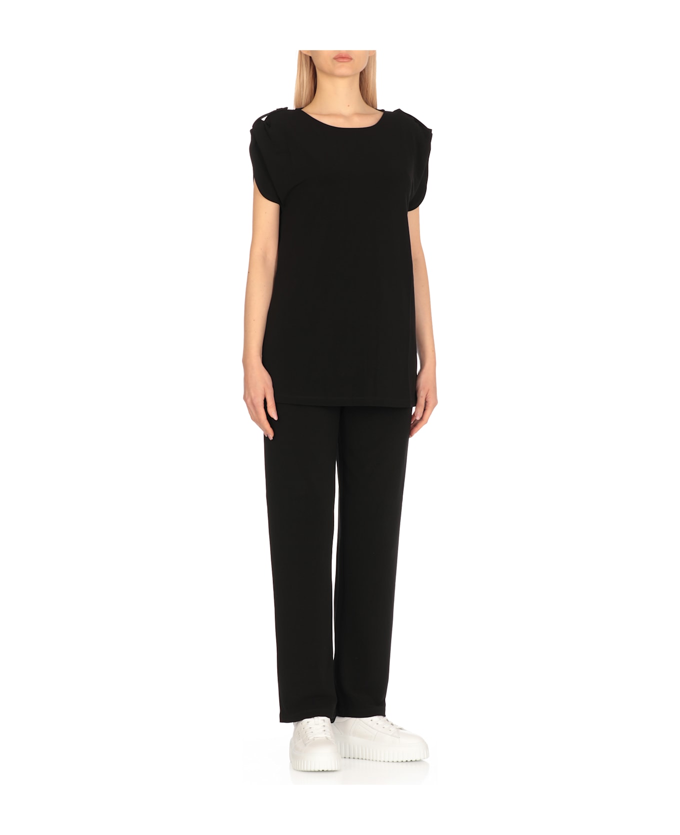 Fay Short Sleeve Blouse - Black