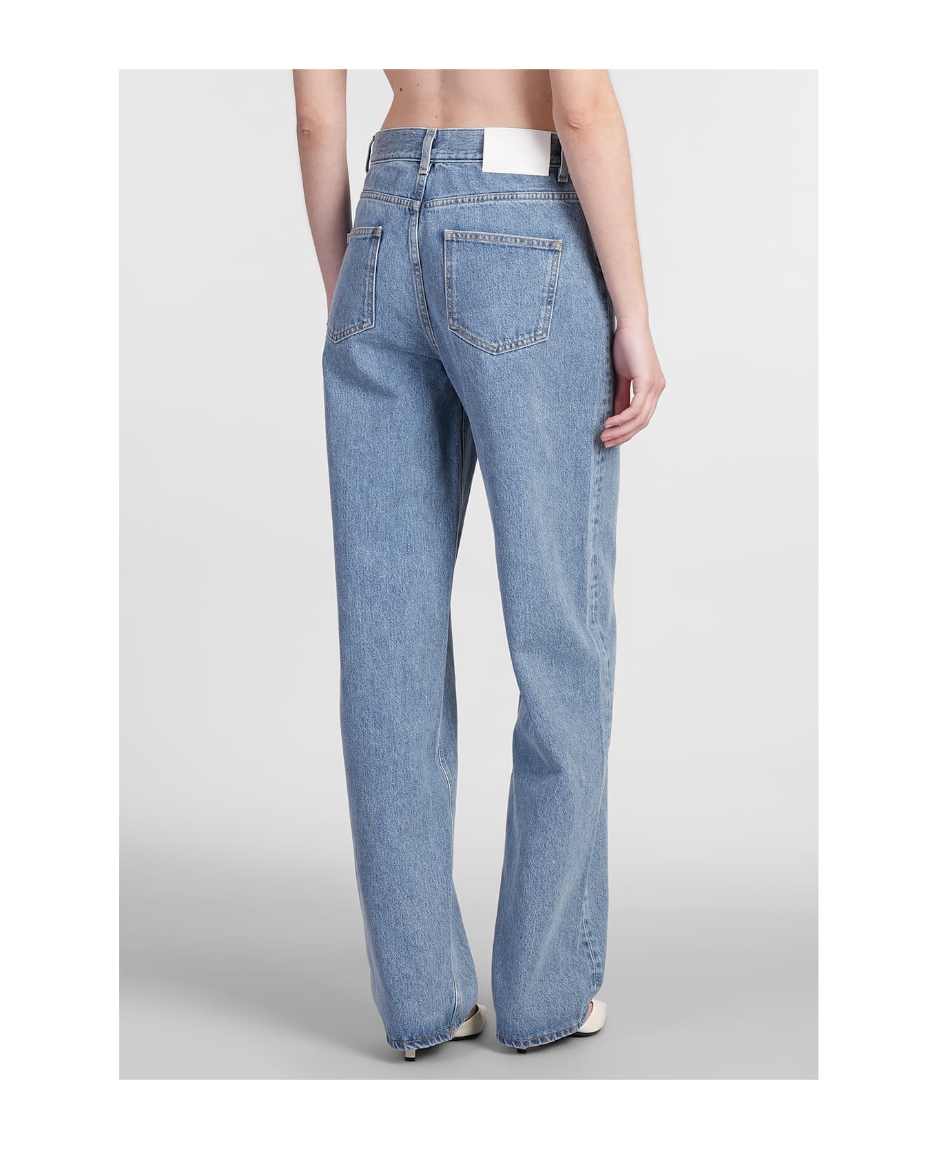 Loulou Studio Samur Jeans In Blue Cotton - blue