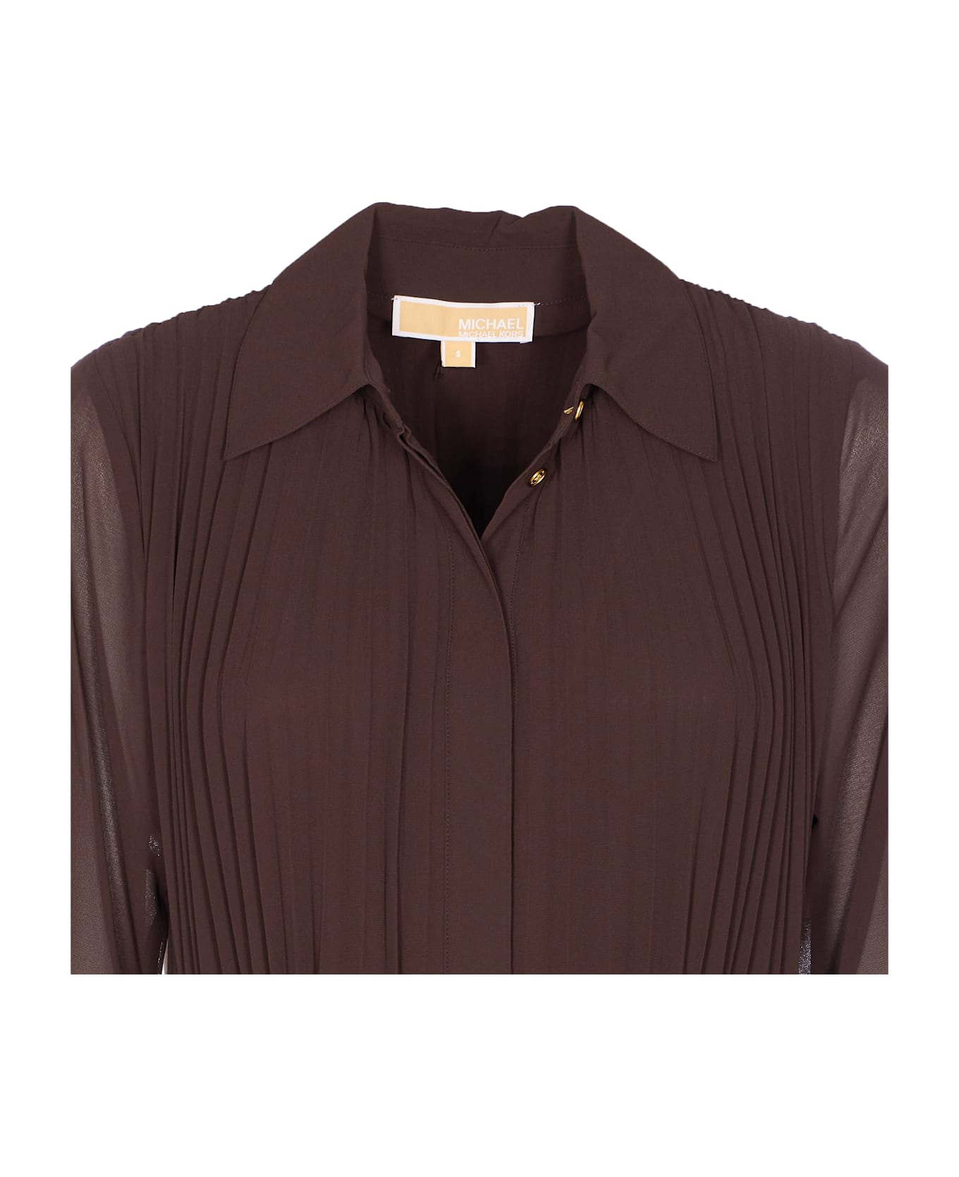 MICHAEL Michael Kors Pleated Shirt Dress - Brown