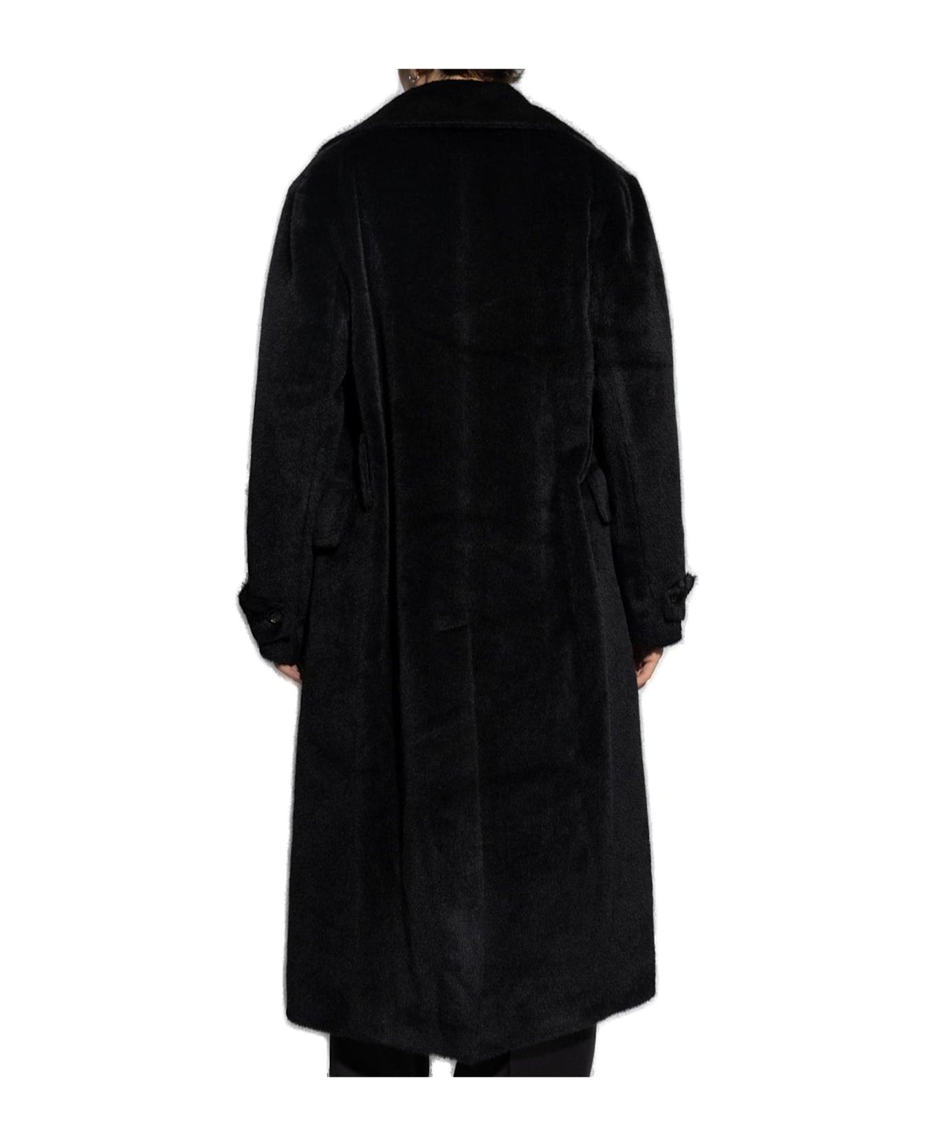 AMIRI Logo Plaque Belted Coat - BLACK