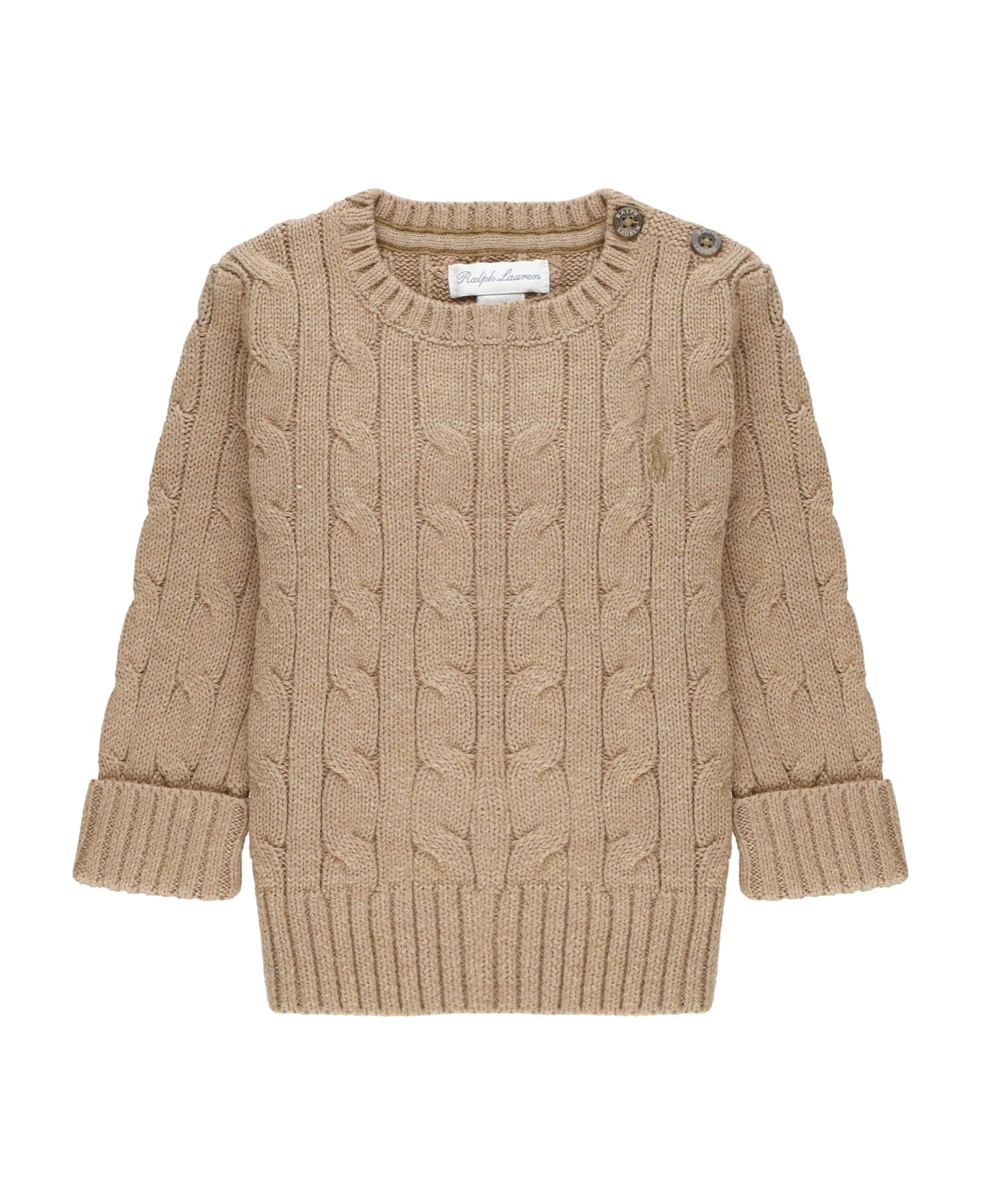 Ralph Lauren Sweatshirt With Embroidered Pony - Beige