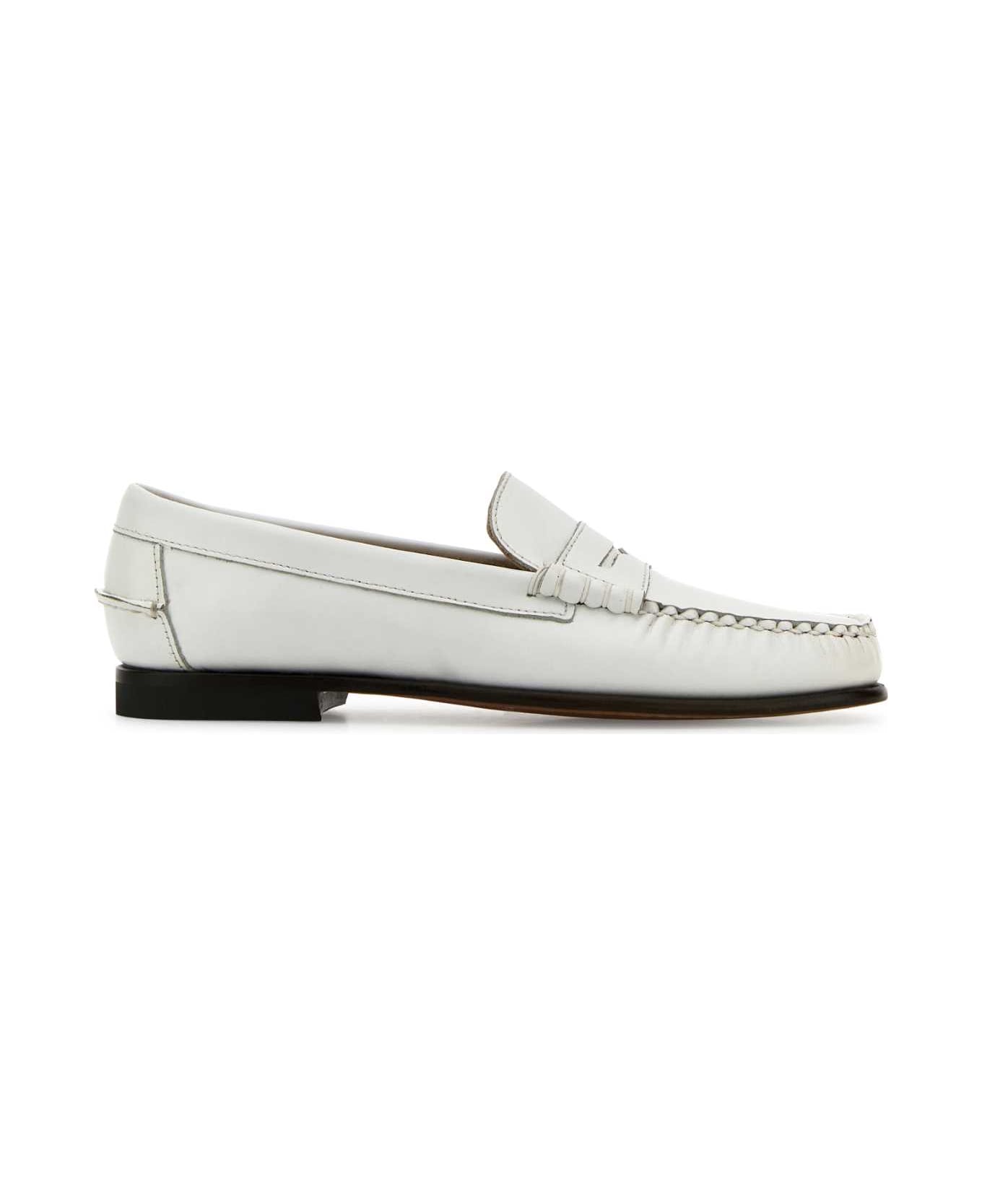 Sebago White Leather Danielle Pop Loafers - WHITE