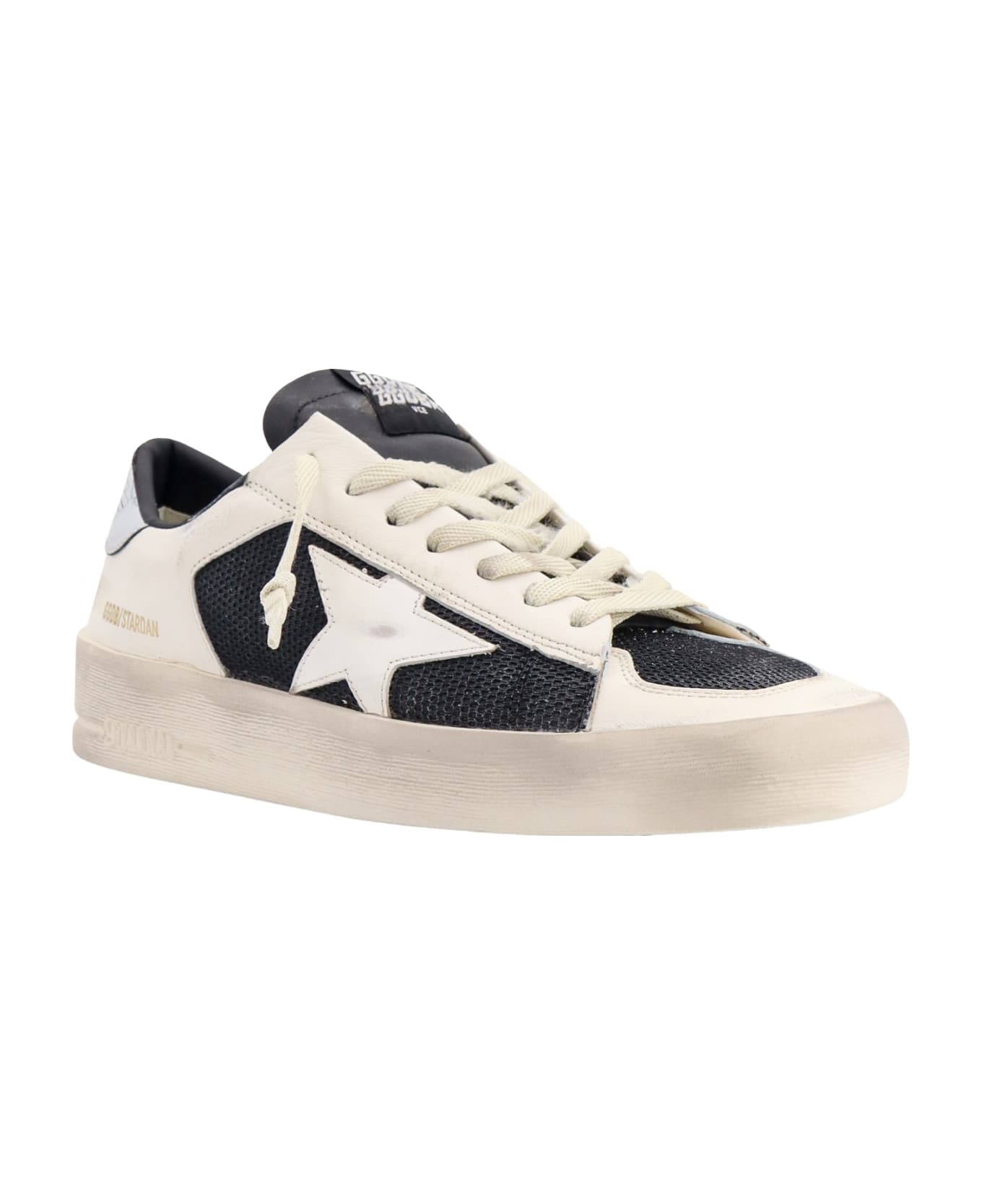 Golden Goose Leather And Mesh Stardan Sneakers - Black