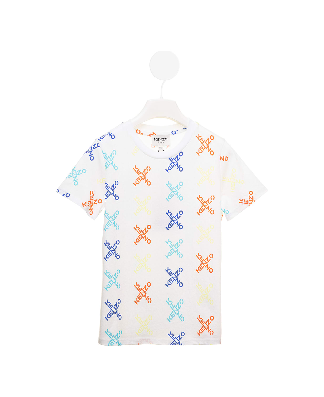 Kenzo Kids Multicolor Print White Cotton T-shirt Boy Kenzo Kids - White