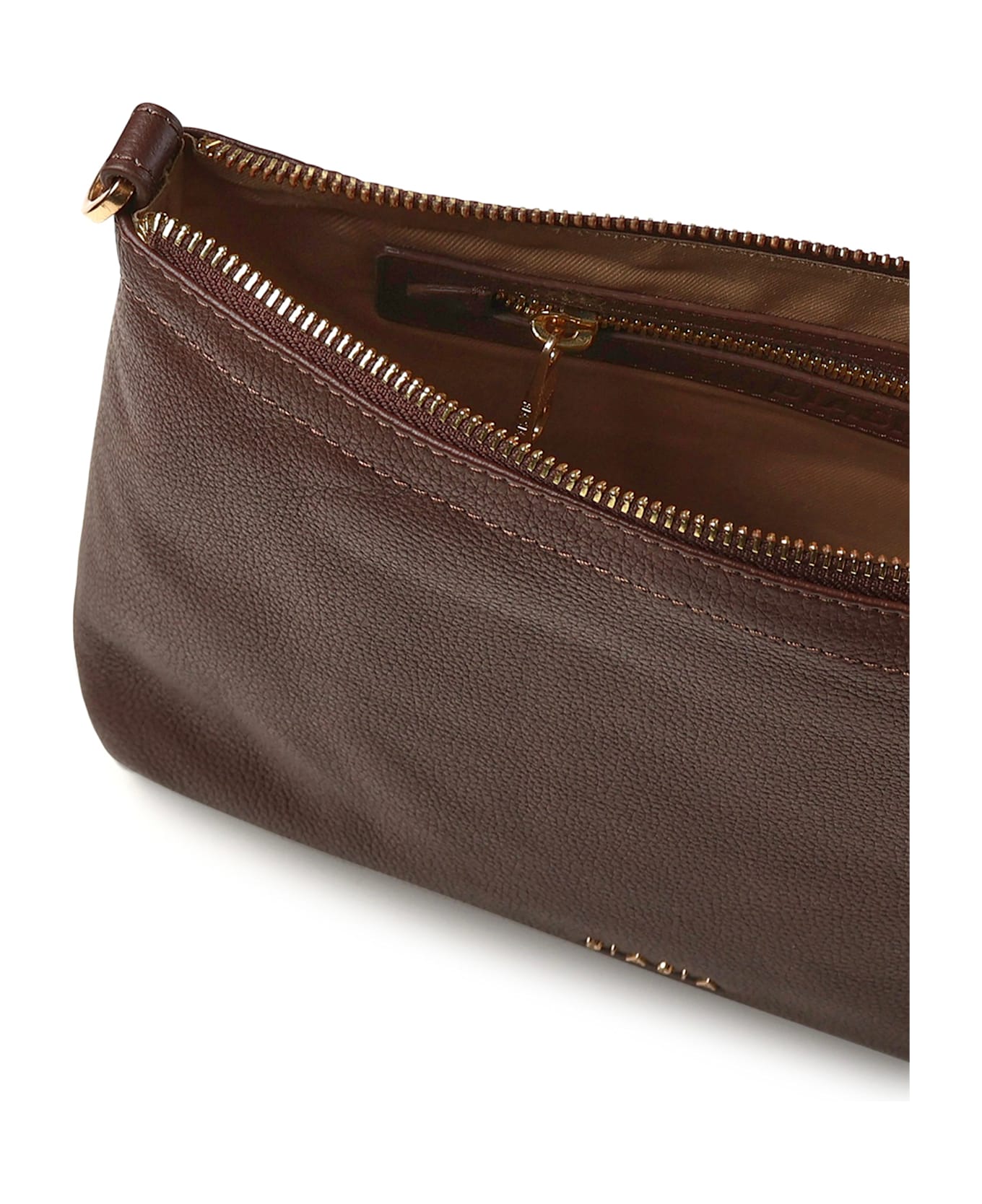 Biasia Logo Shoulder Bag - DARK BROWN