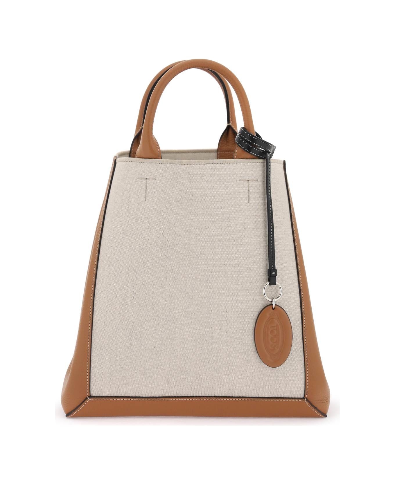 Tod's Canvas & Leather Small Tote Bag - Dark