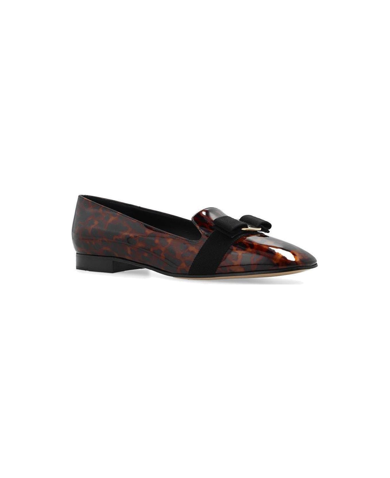 Ferragamo Vara Bow Ballerinas - BROWNNERO