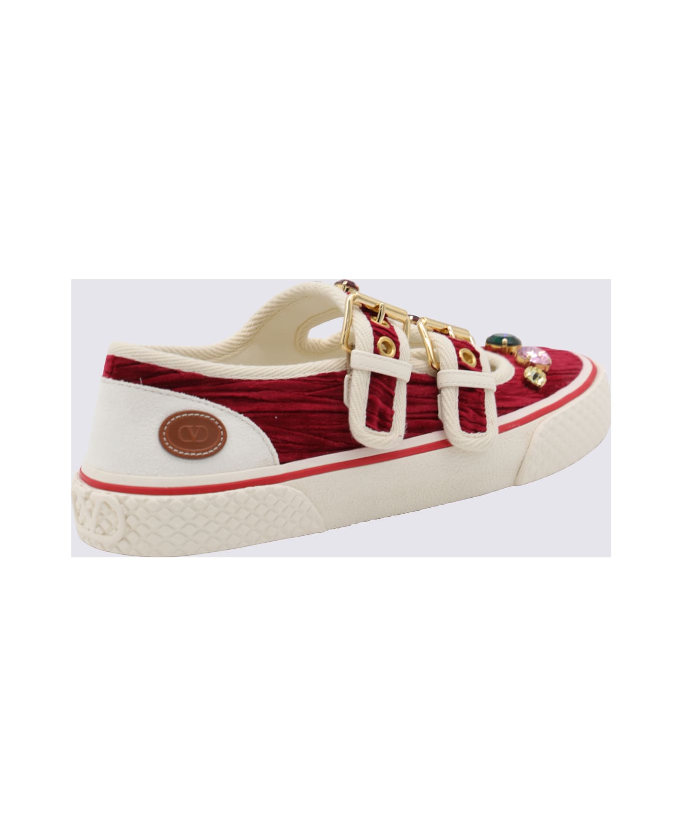Valentino Garavani Burgundy And White Leather Sneakers - Bordeaux