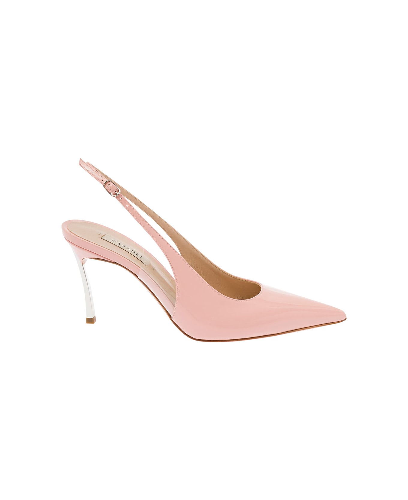 Casadei Pink Slingback Pumps With Blade Heel In Patent Leather Woman - Pink